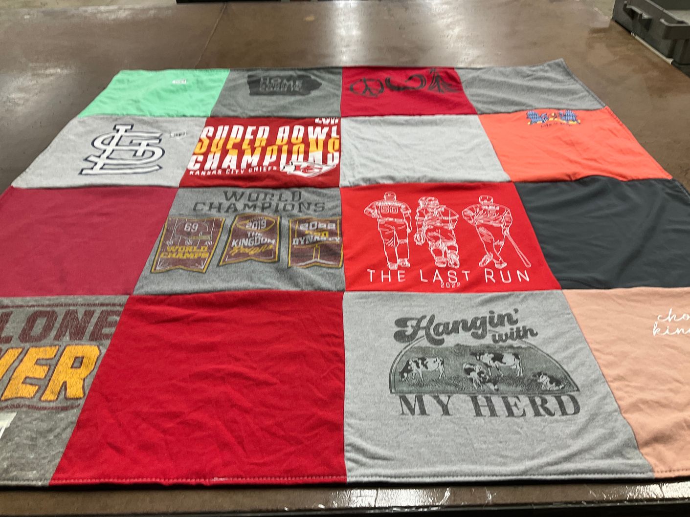 T-shirt quilt featuring kansas city chiefs by Kate from IA