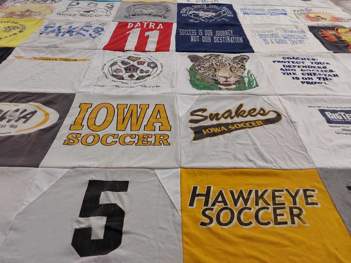 T-shirt quilt featuring iowa soccer by Shelly from AZ