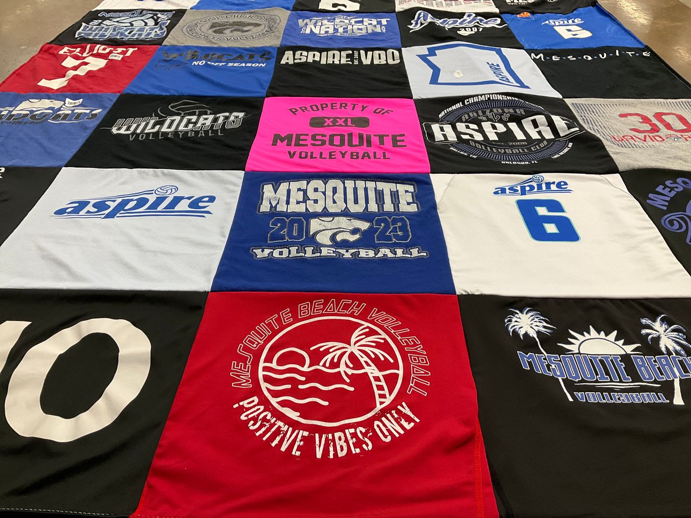T-shirt quilt featuring wildcats volleyball, mesquite volleyball by Michael from AZ