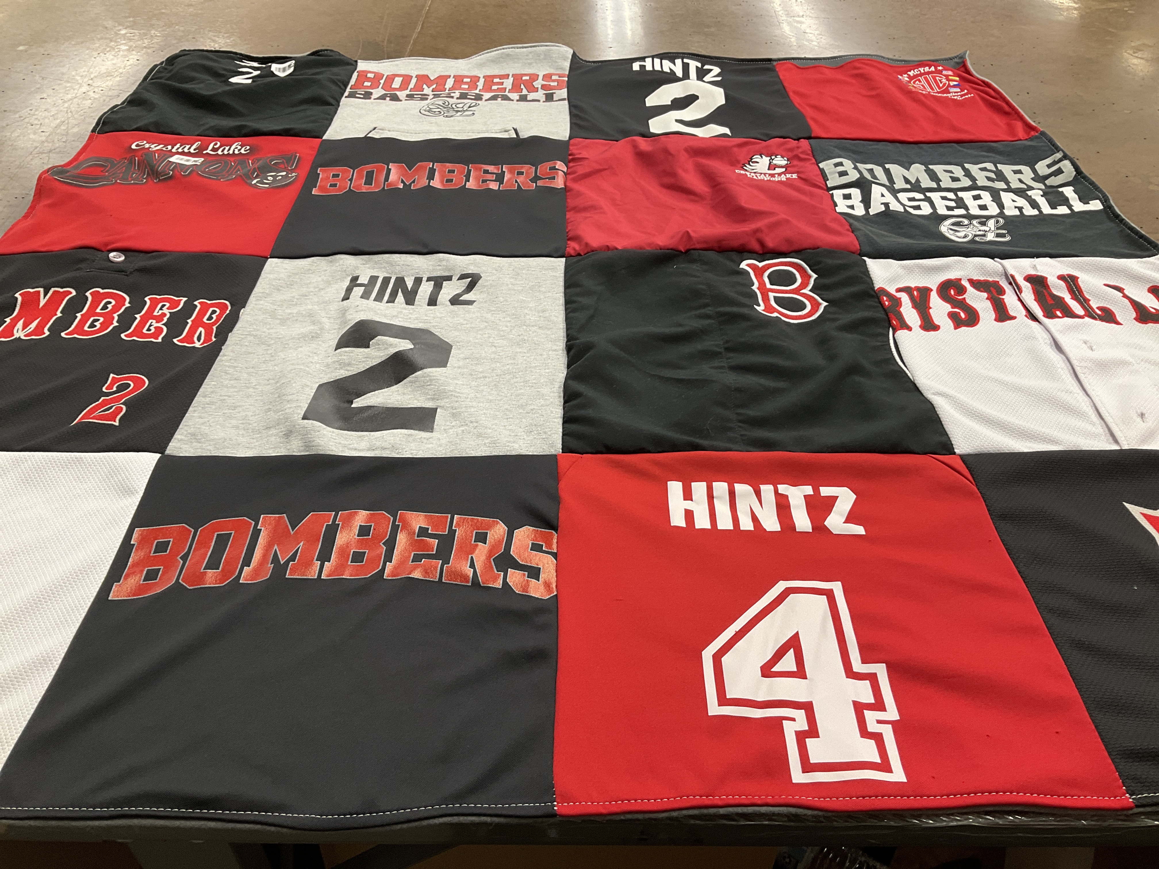 T-shirt quilt with baseball, sports themes by Carrie from IL
