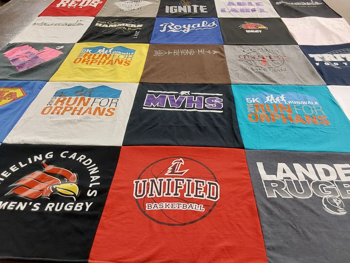 T-shirt quilt featuring lanedrugrugby college, unified basketball team by Kari from CO