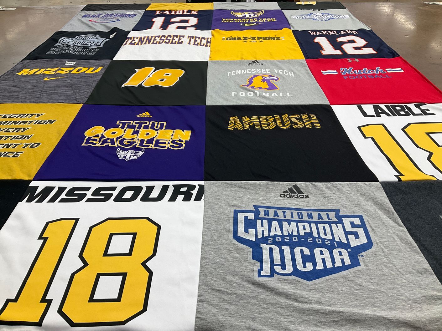 T-shirt quilt featuring ttuh golden eagles by Jenny from TX