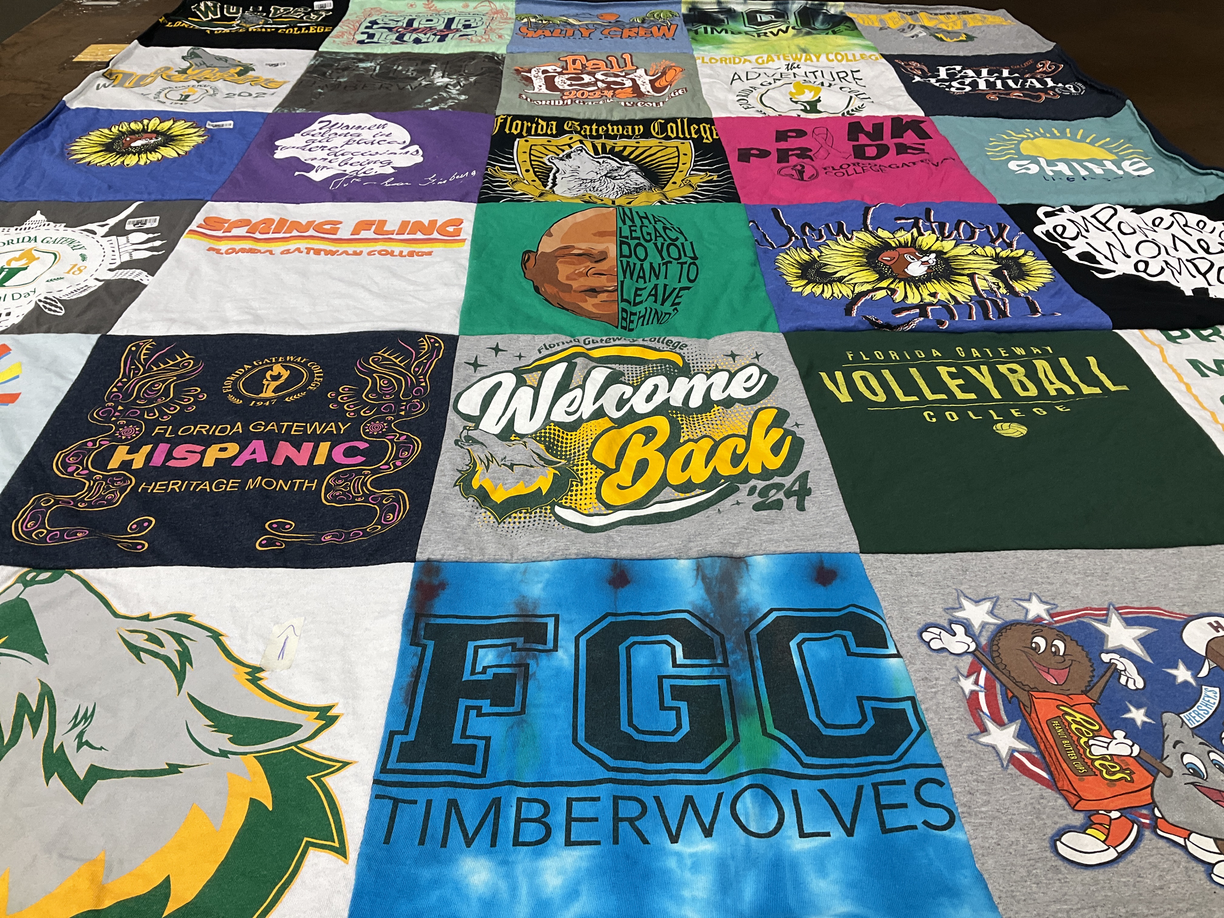 T-shirt quilt featuring florida gateway timberwolves by Audrey from FL