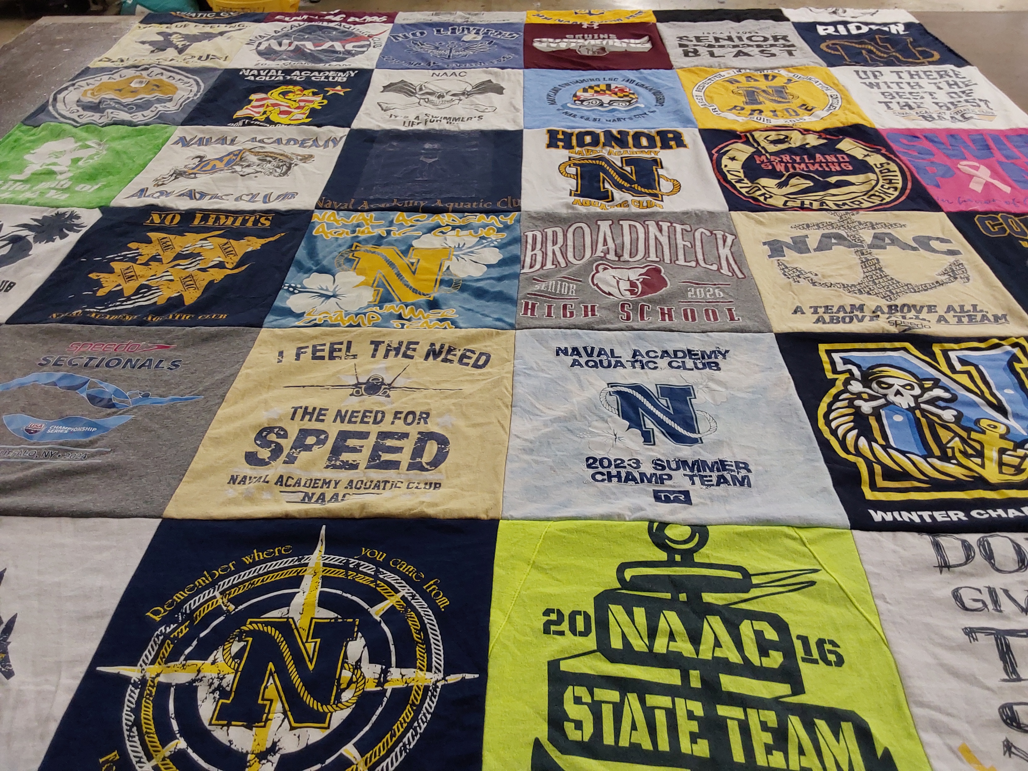 T-shirt quilt featuring naac state team, naval academy aquatic club by Janelle from MD