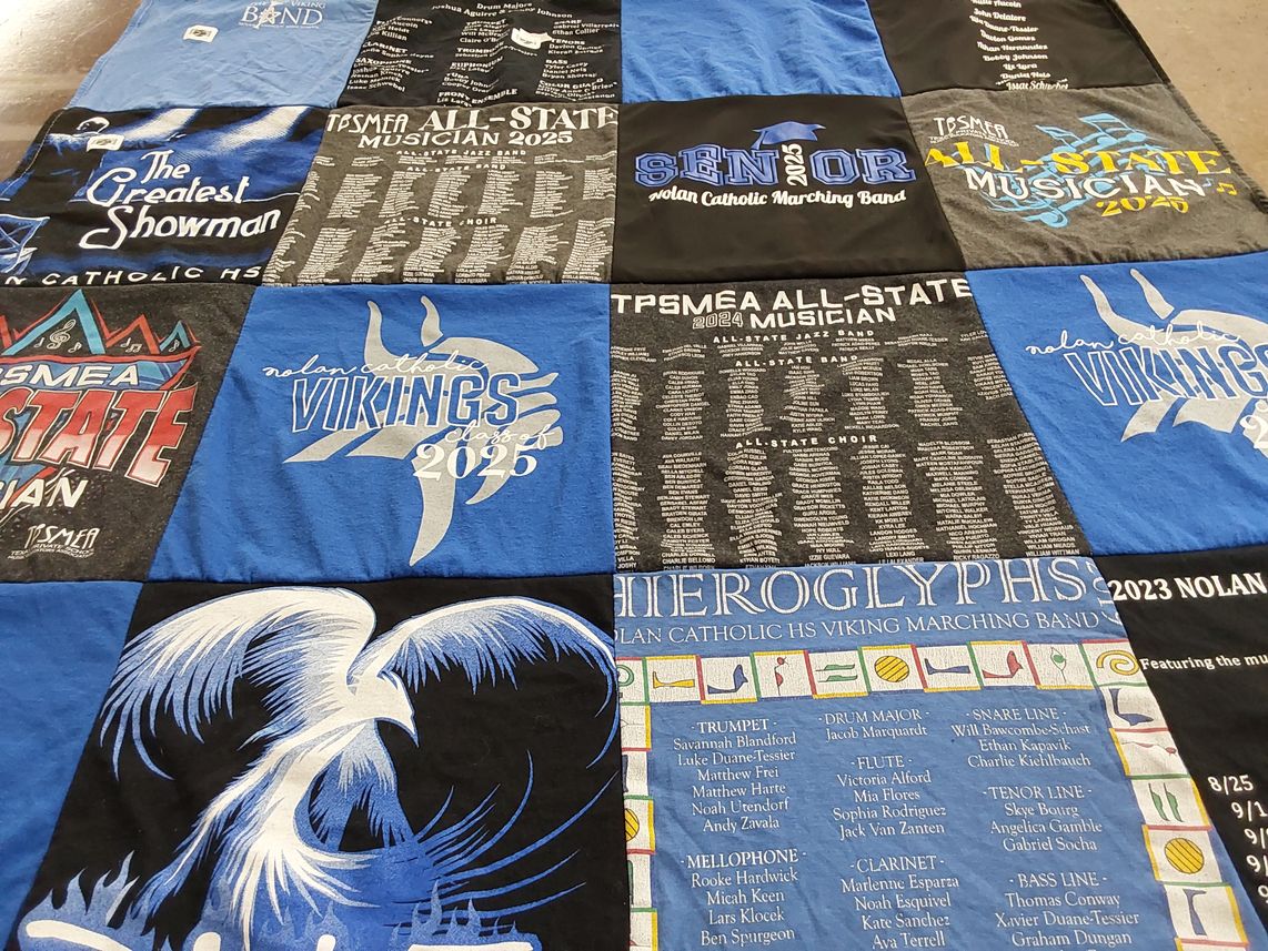 T-shirt quilt featuring nolan catholic marching band by Kimberly from TX