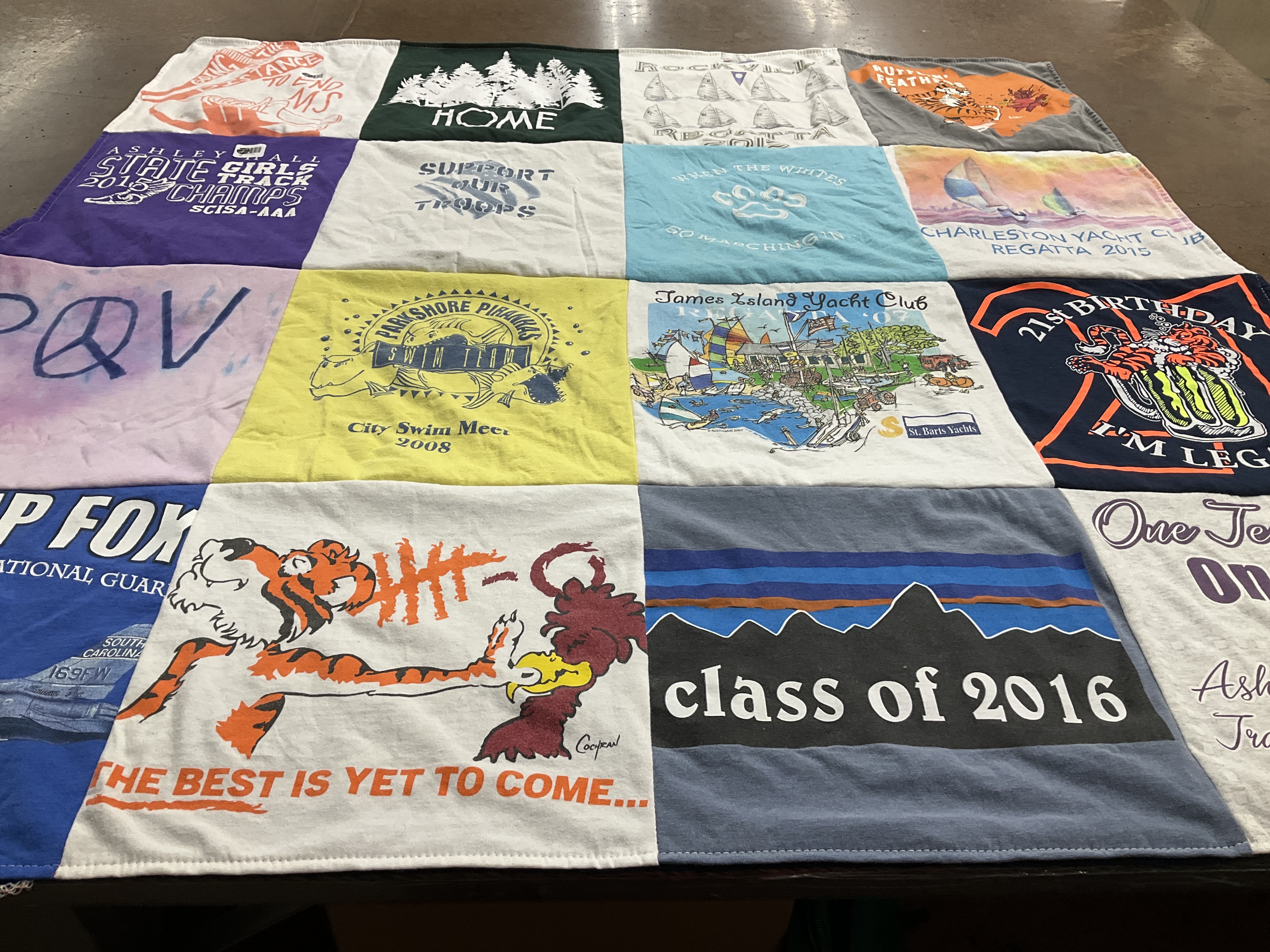T-shirt quilt featuring swim team by Julie from SC