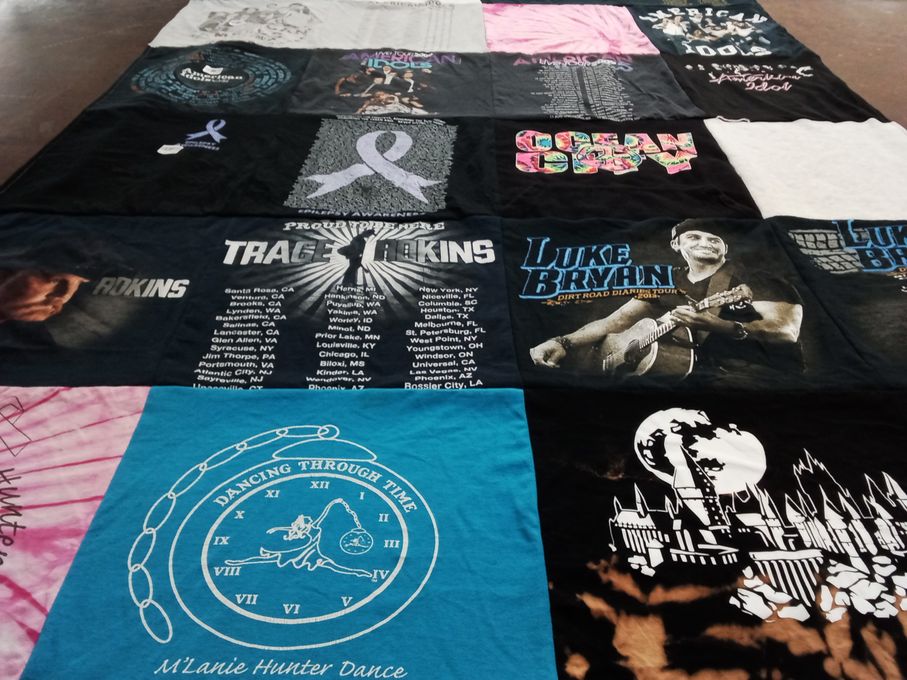 T-shirt quilt with music, dancing themes by Alyssa from NY