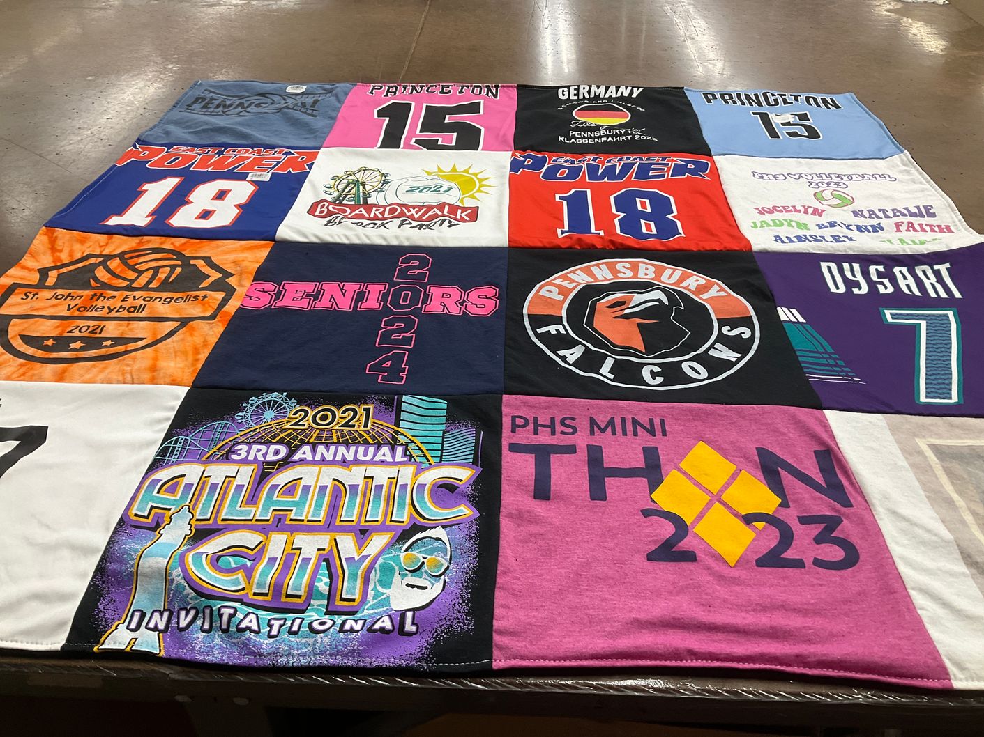 T-shirt quilt featuring pennsbury falcons by Amy from PA