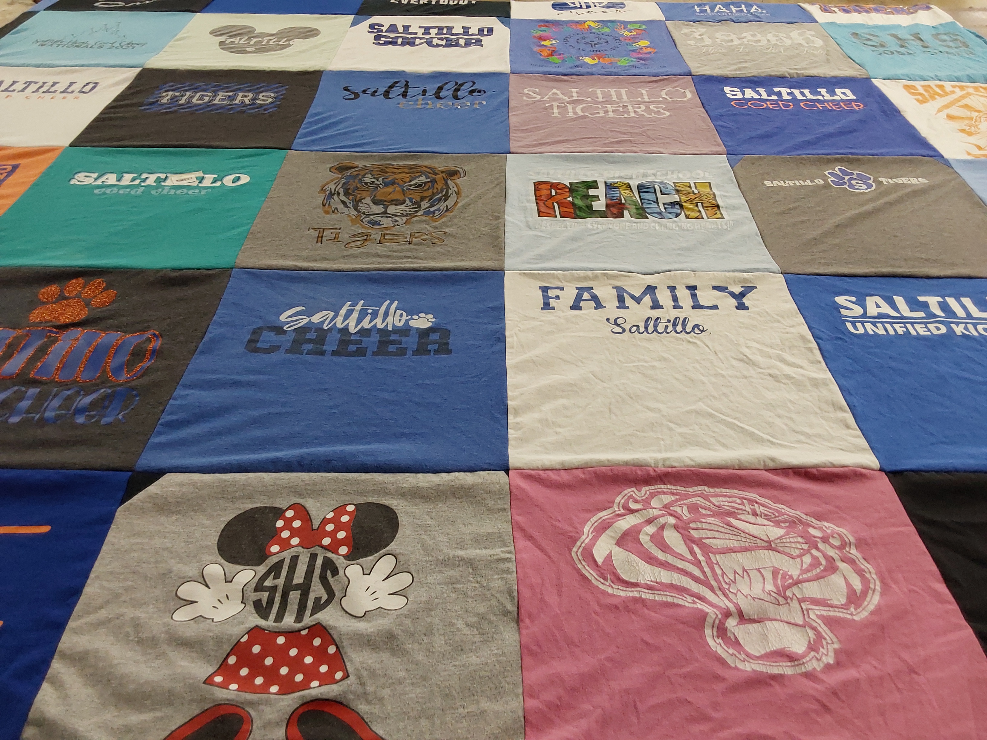 T-shirt quilt featuring saltillo tigers by Virginia from MS