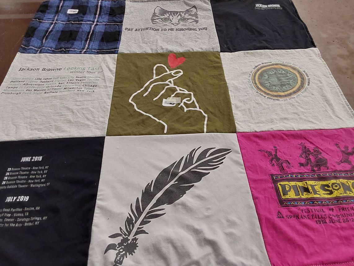 T-shirt quilt with music, events themes by Ashley from ID