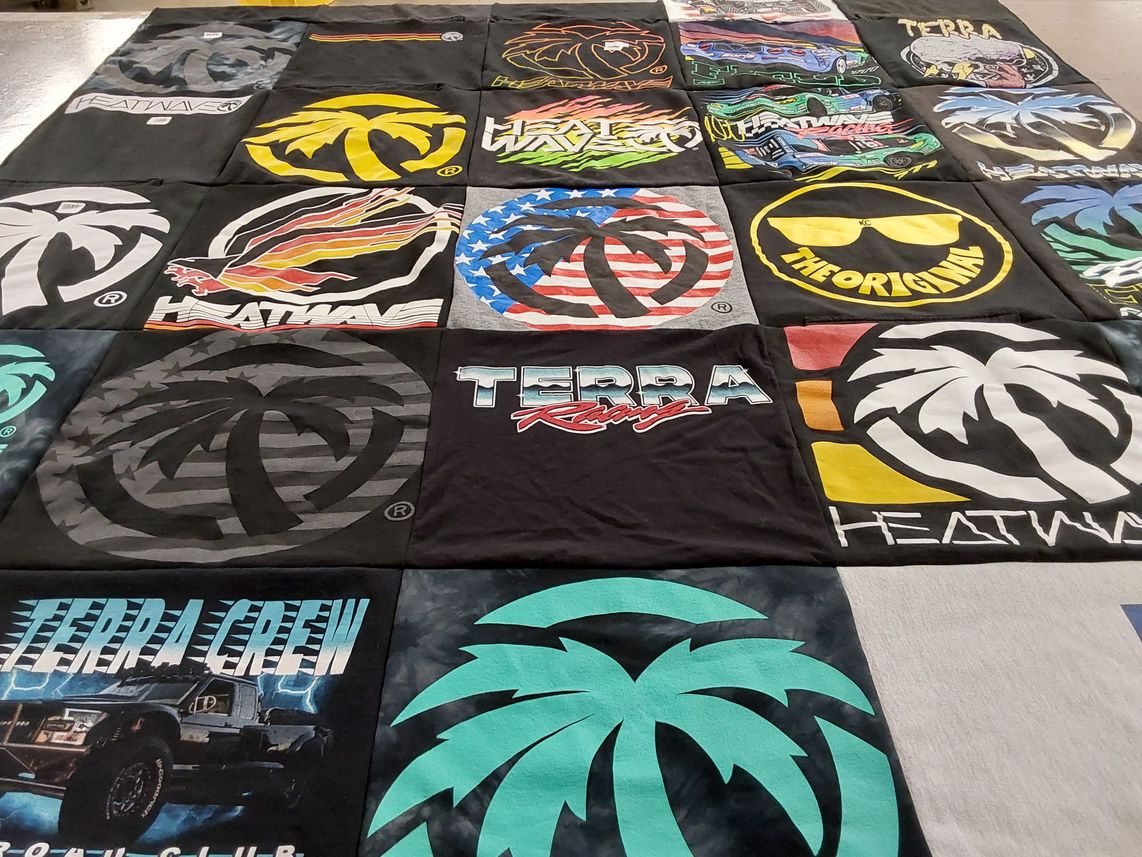 T-shirt quilt with automotive, fashion themes by Renee from CA