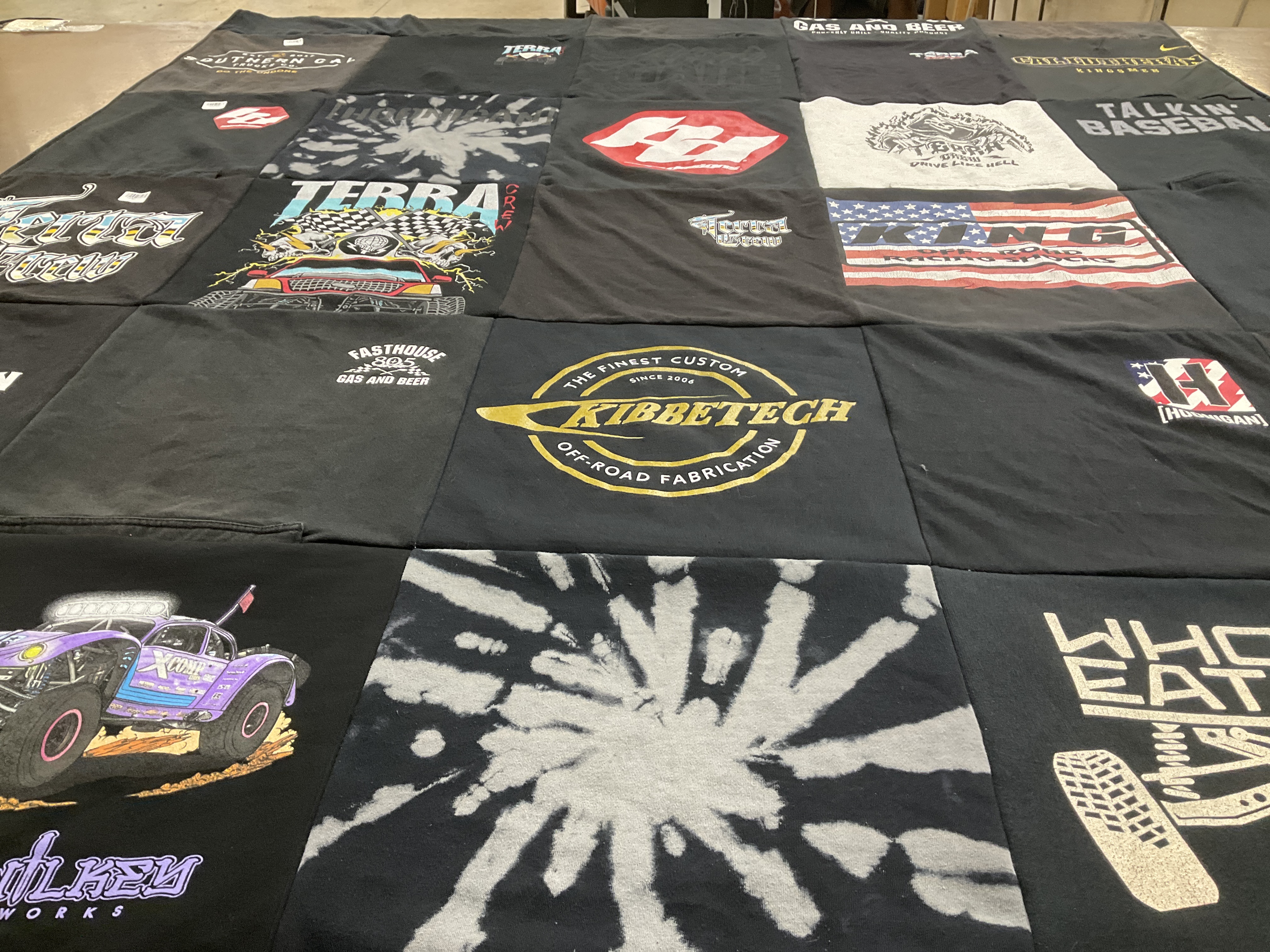 T-shirt quilt with motorsports, baseball themes by Renee from CA