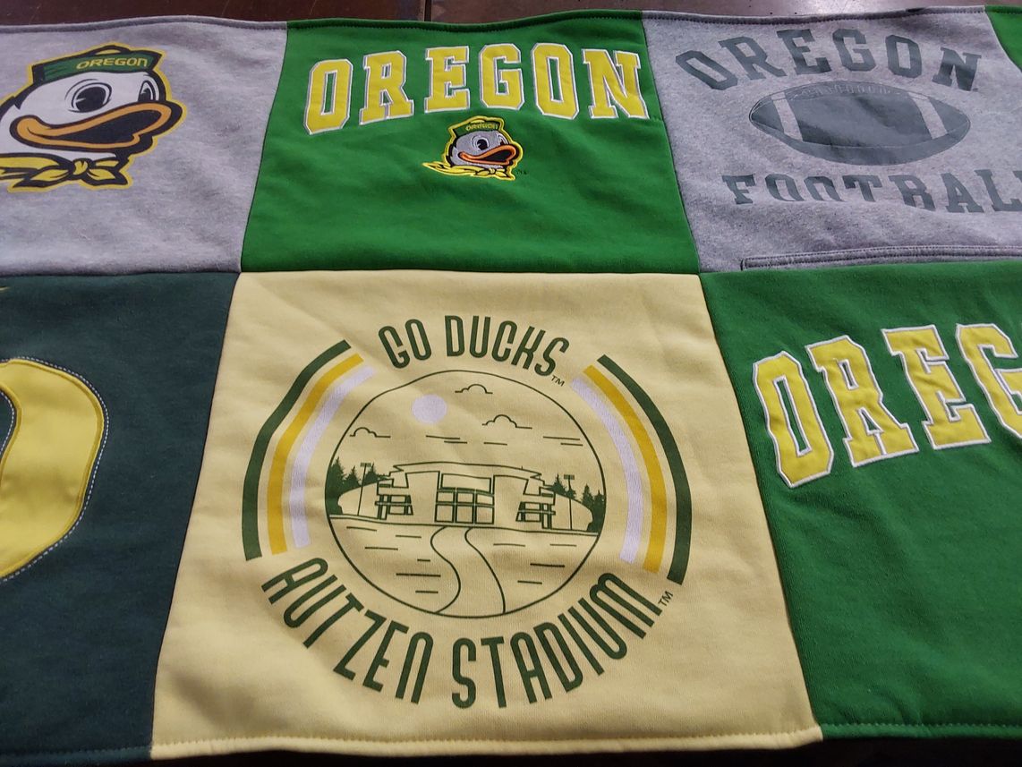 T-shirt quilt featuring university of oregon ducks by Renee from CA
