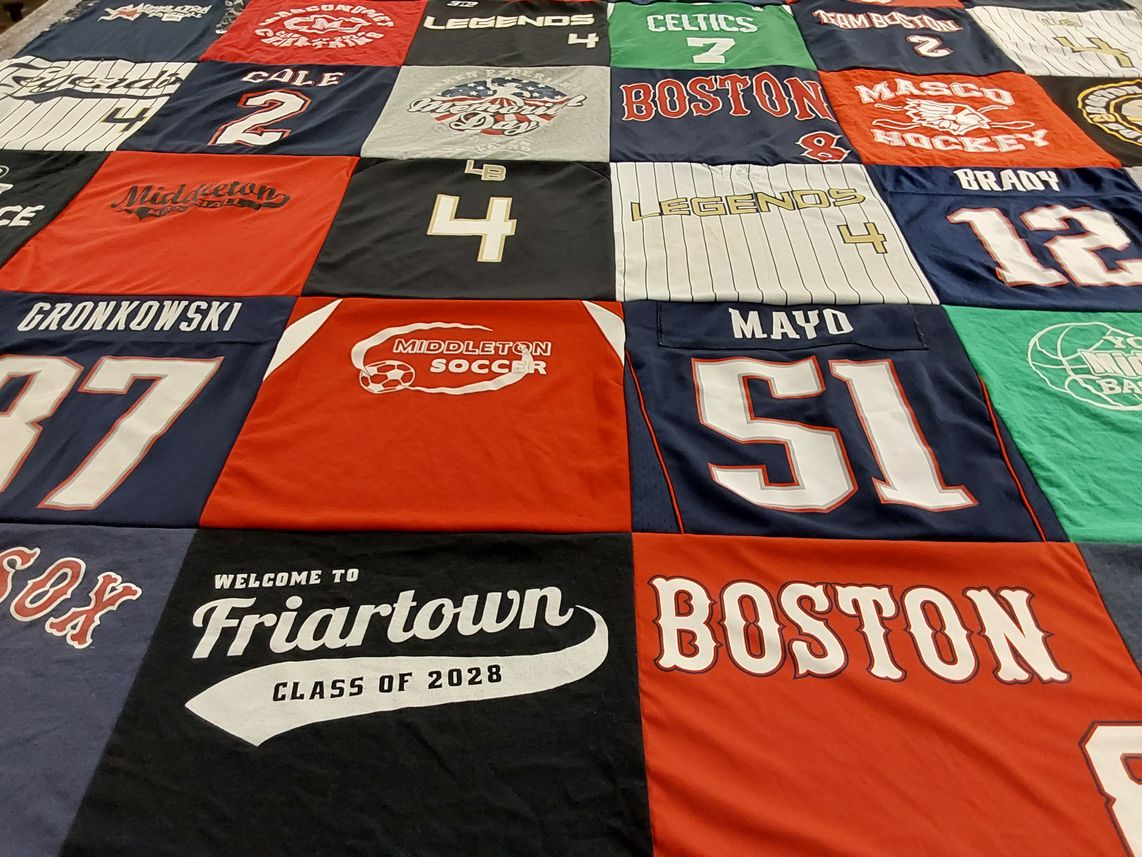 T-shirt quilt featuring boston celtics, boston red sox by Kathleen from MA