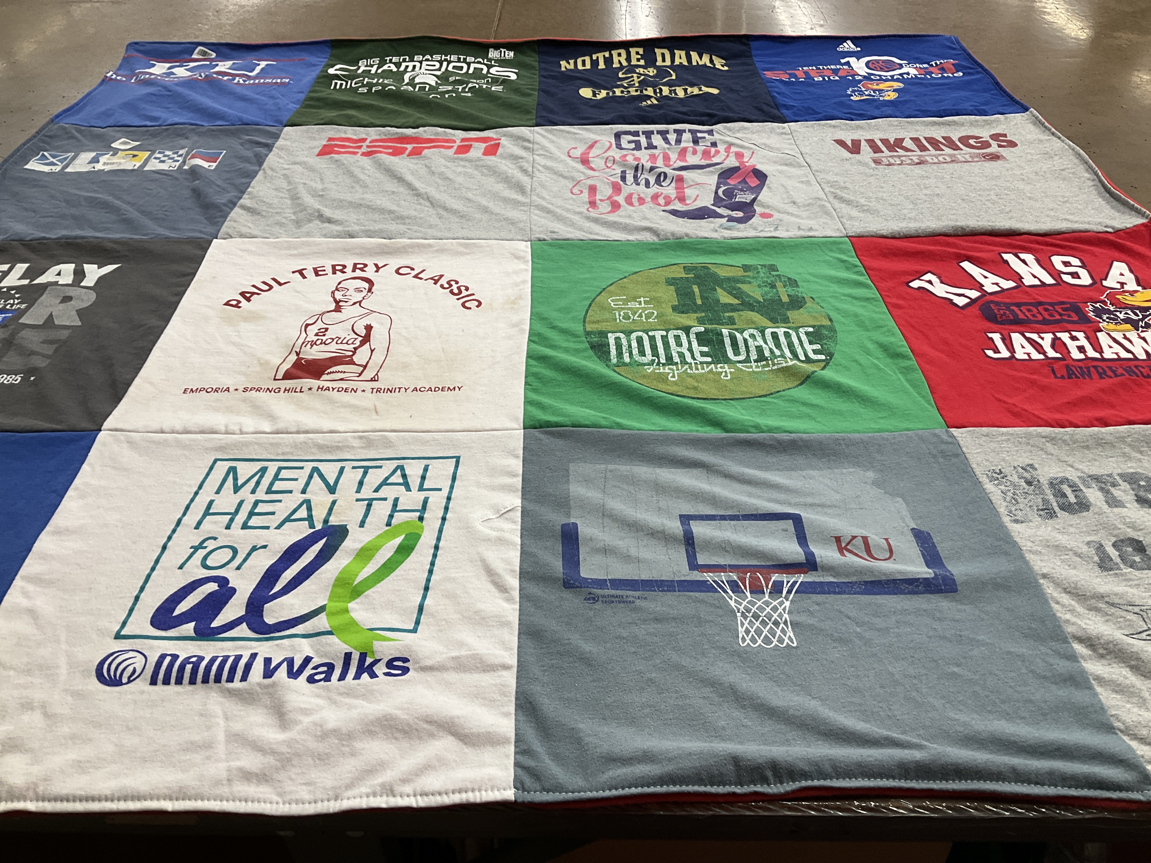 T-shirt quilt featuring kansas jayhawks by Paul from KS