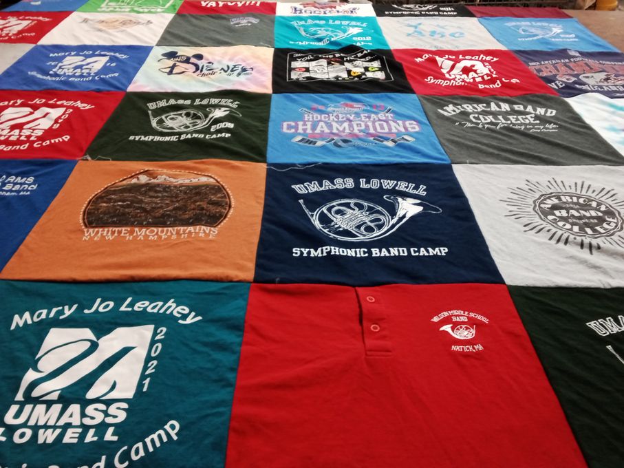 T-shirt quilt from university of massachusetts lowell, american band college by Scott from MA