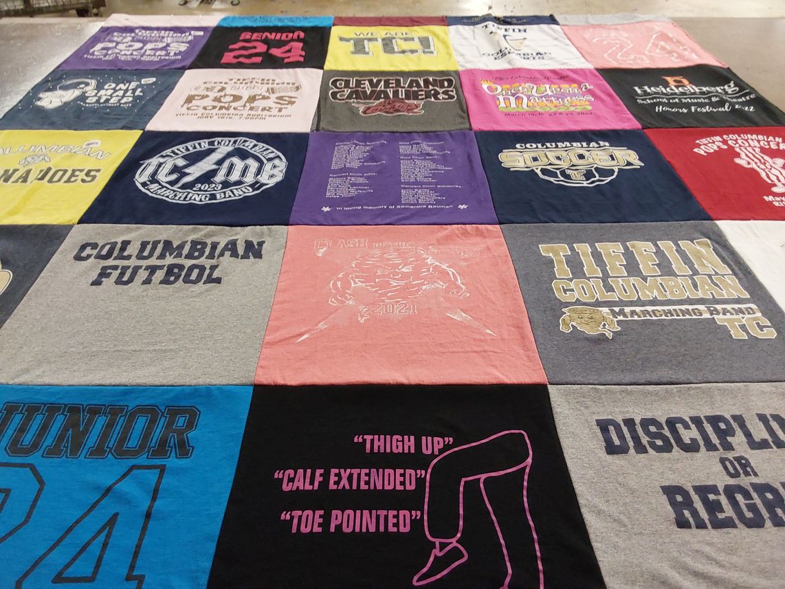 T-shirt quilt featuring tiffin columbian marching band, cleveland cavaliers by Kari from OH