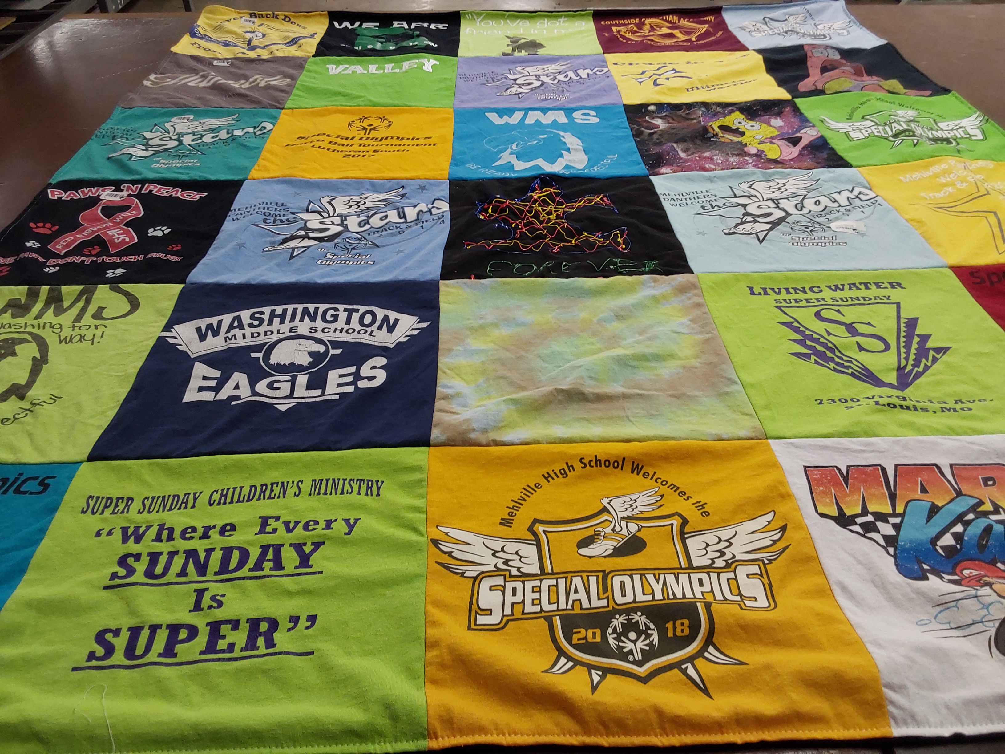 T-shirt quilt featuring washington middle school eagles by Amanda from MO