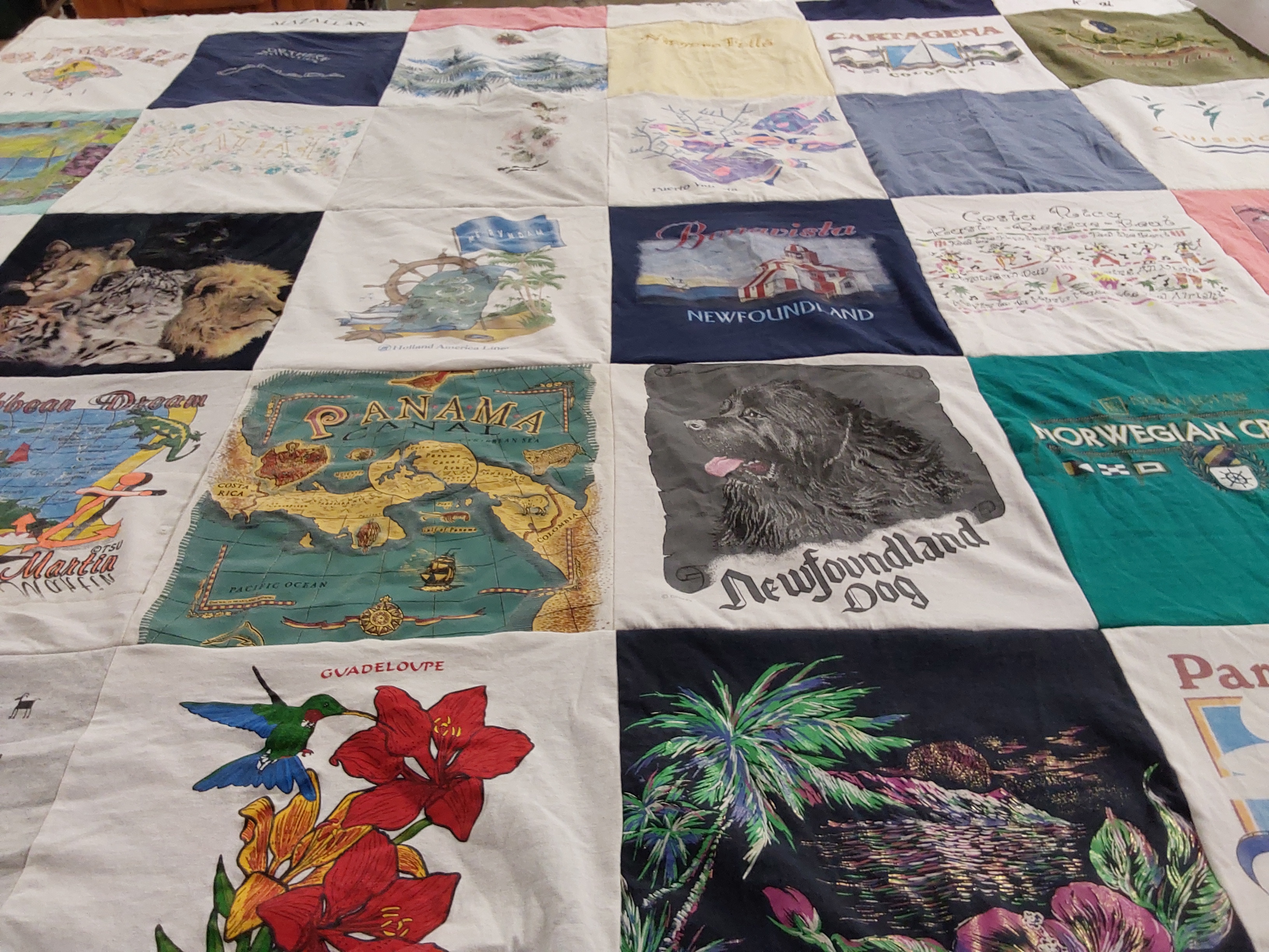 T-shirt quilt with travel, animals themes by Nadja from NY