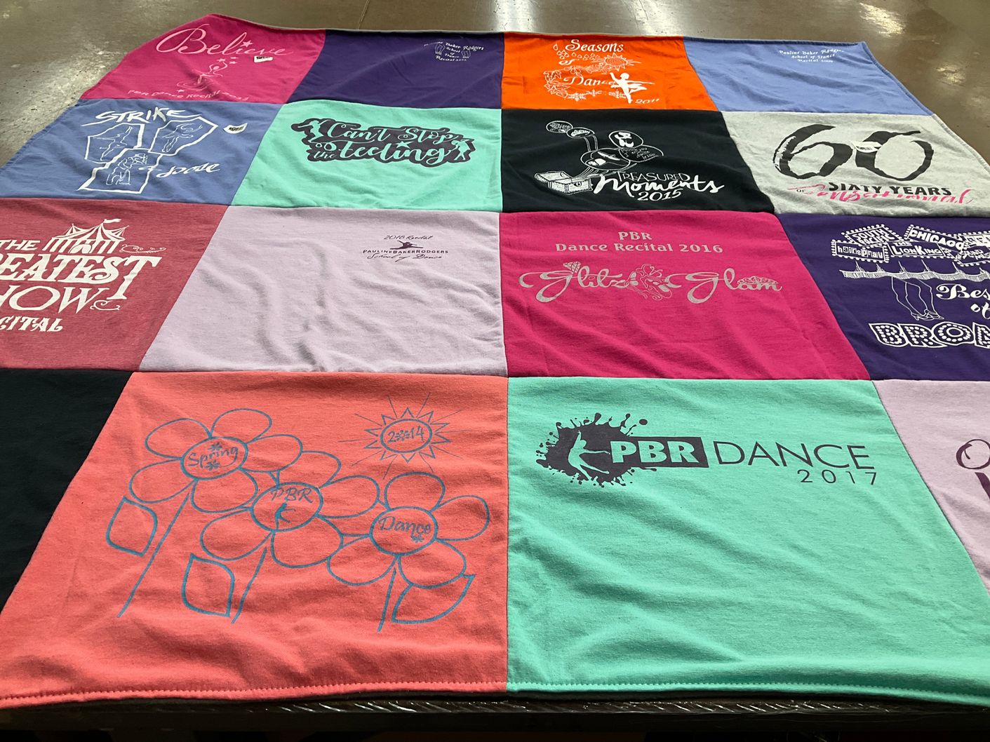 T-shirt quilt with dance themes by Lori from PA