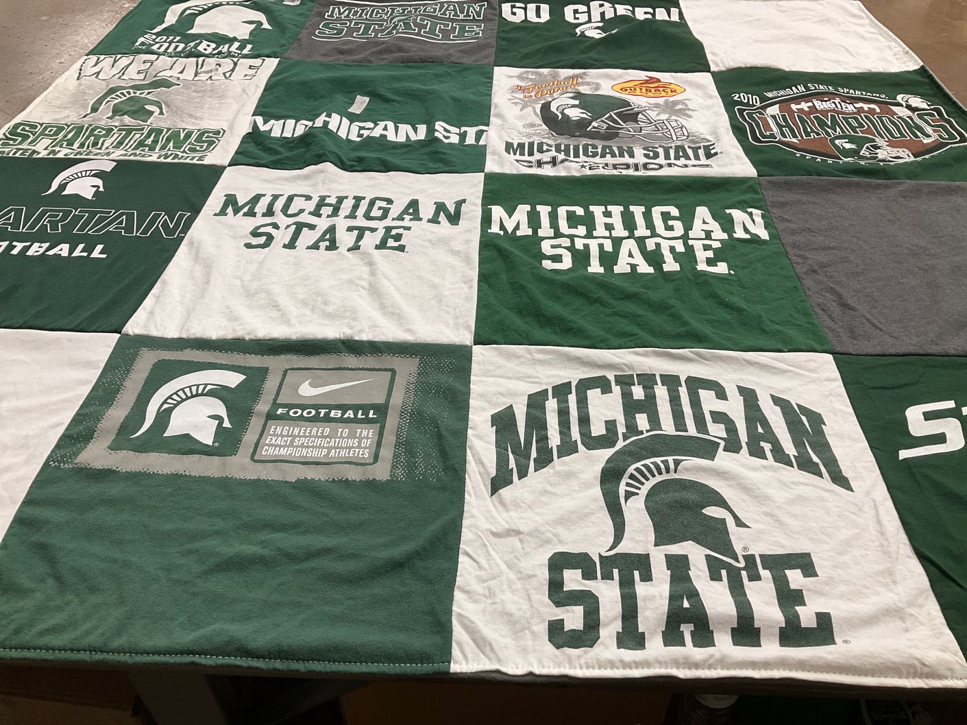 T-shirt quilt featuring michigan state football by Ruth from MI
