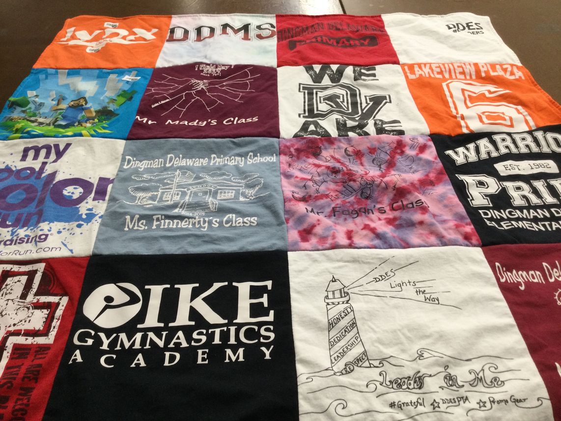 T-shirt quilt from dingman delaware primary school by Christine from PA