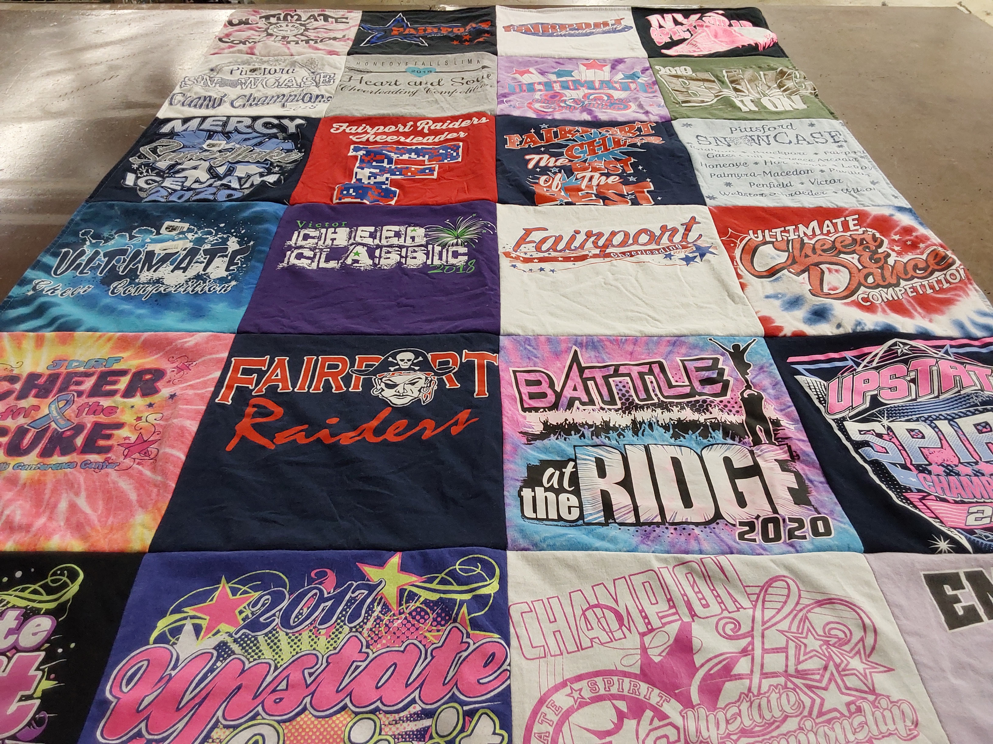 T-shirt quilt featuring cheerleading team, spirit team by alyssa from NY