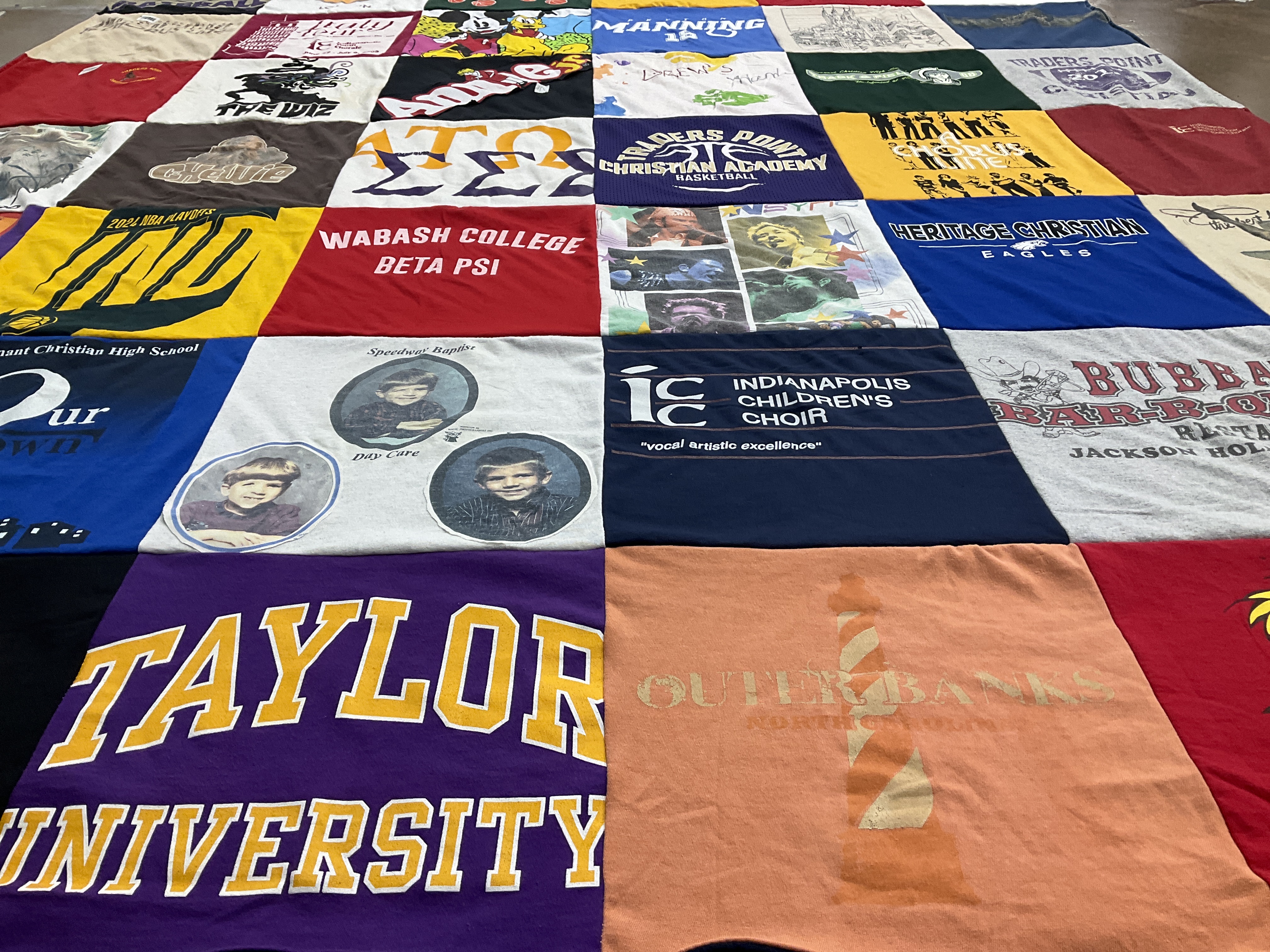 T-shirt quilt from wabash college, taylor university by Tonya from IN