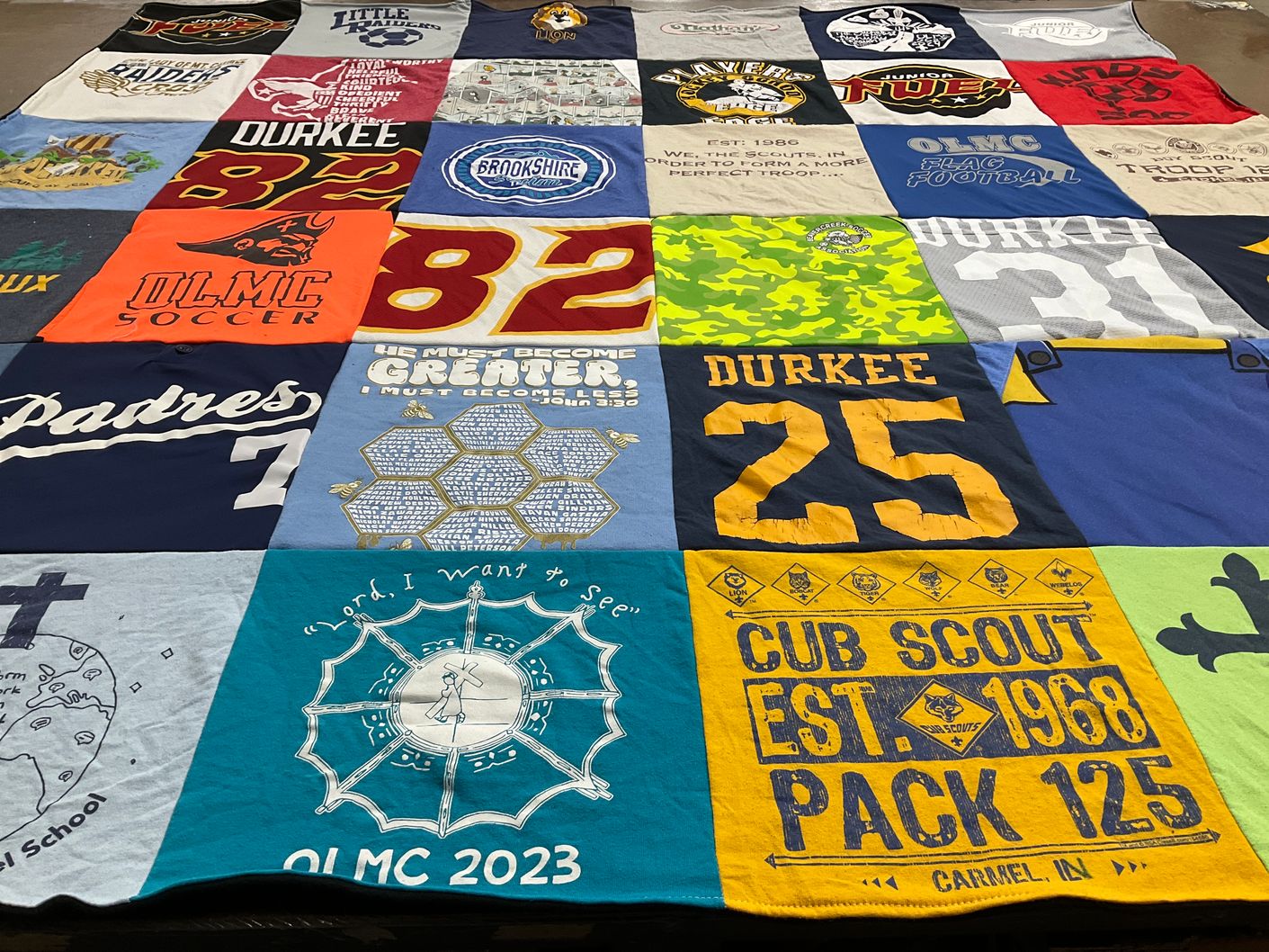 T-shirt quilt from our lady of mount carmel school by Meghan from IN