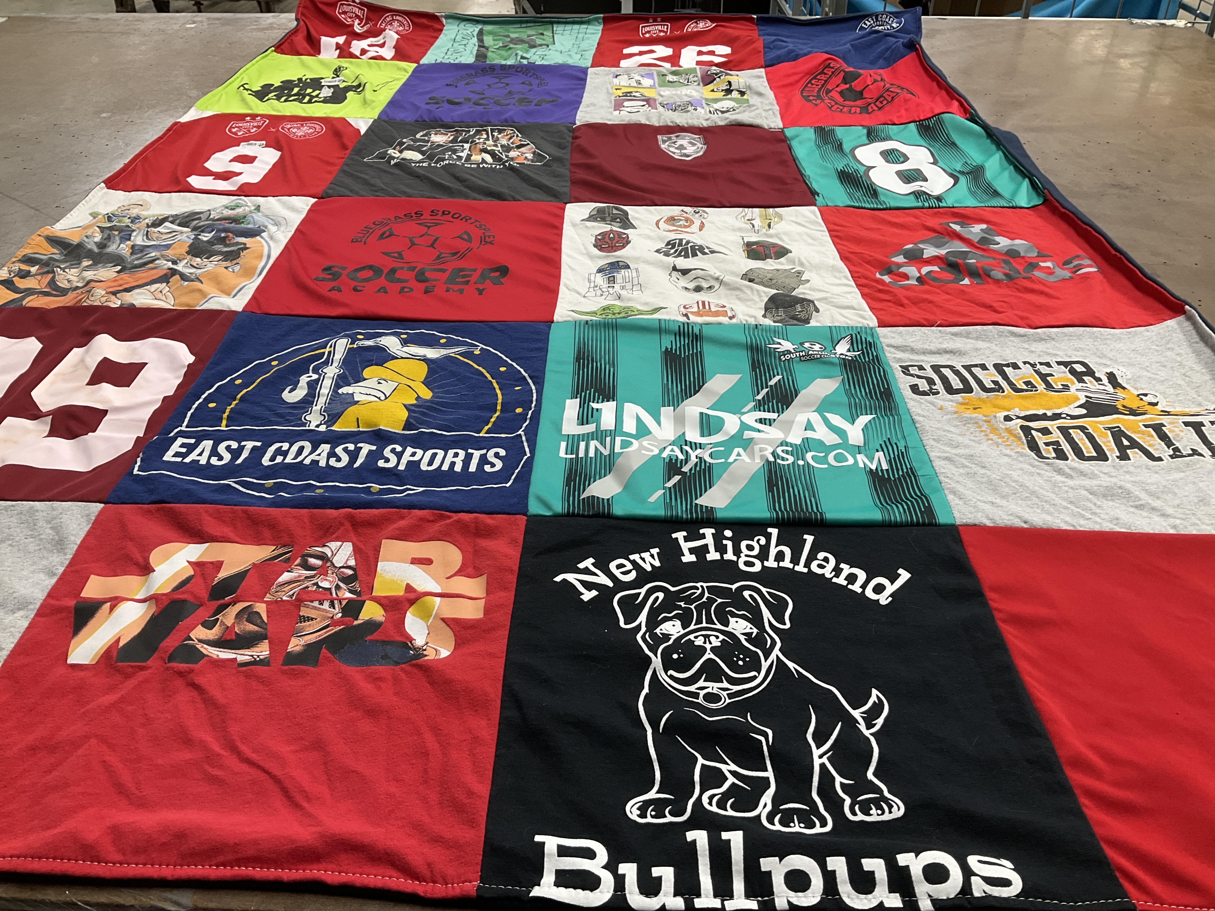 T-shirt quilt from new highland high school by Rebecca from VA