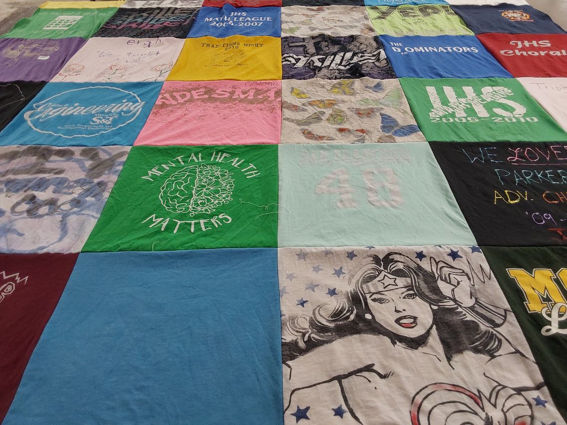 T-shirt quilt featuring missouri southern state lions by JAMIE from MO