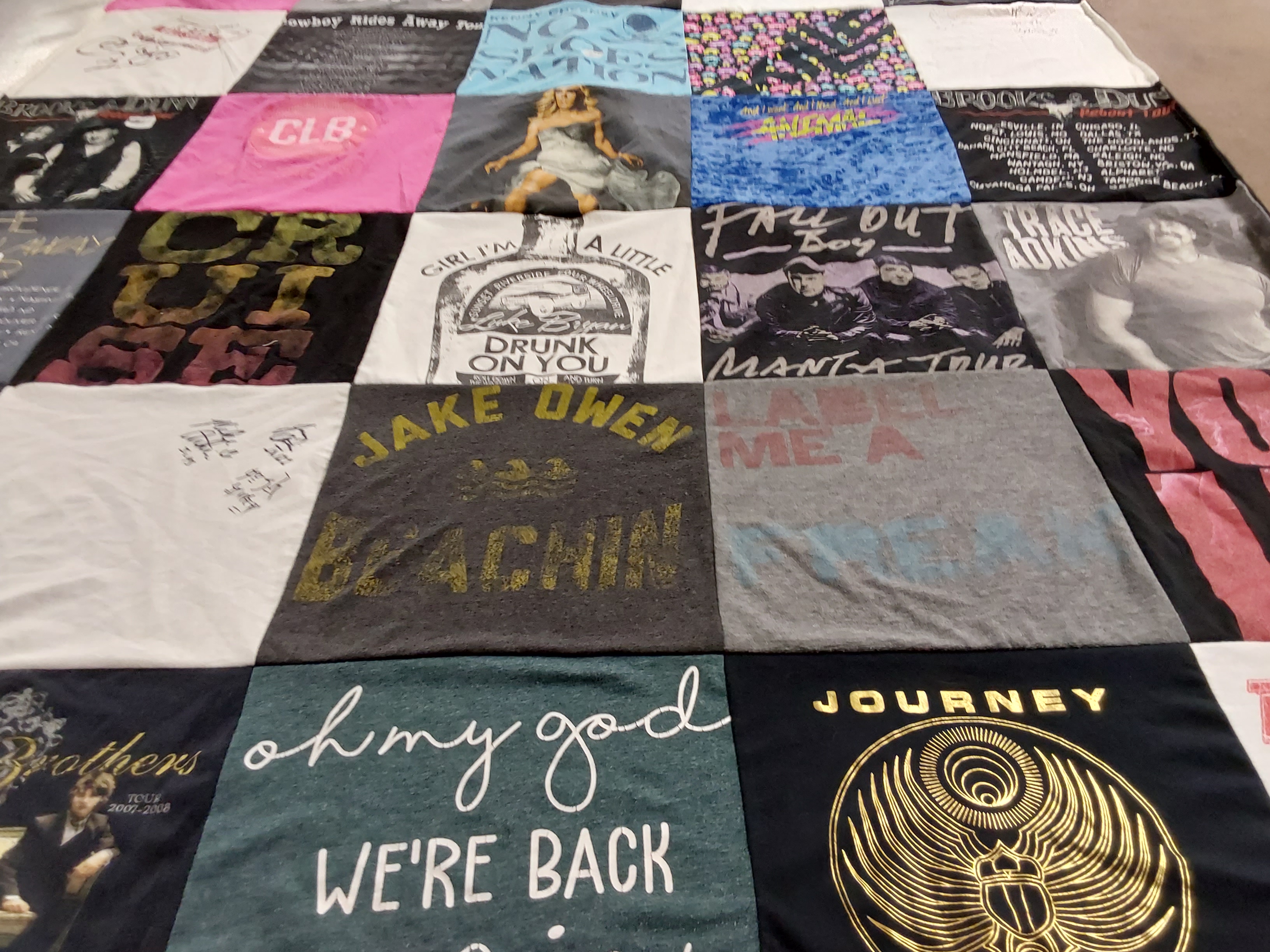 T-shirt quilt with music, concerts themes by Kelsie from NC