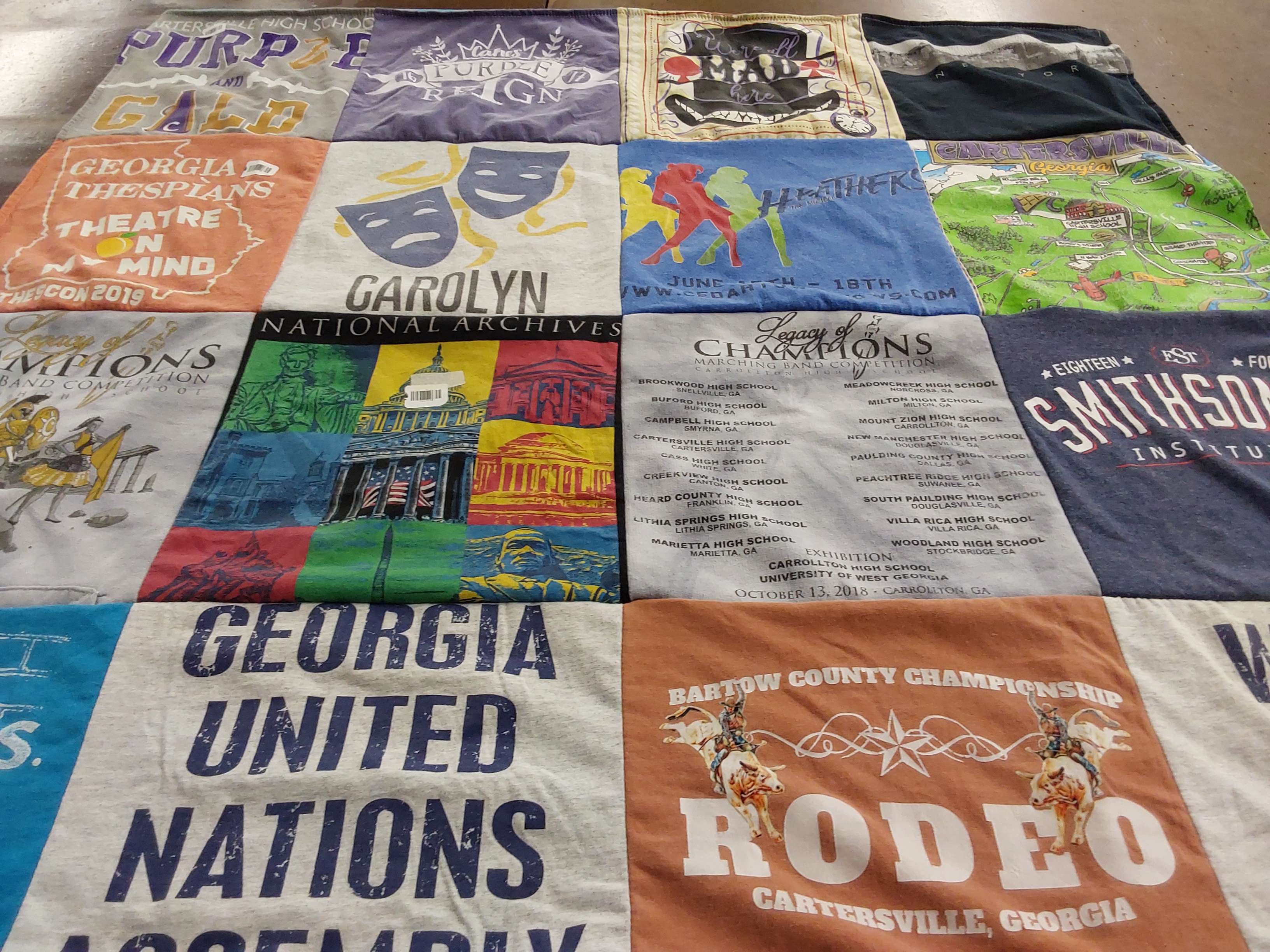 T-shirt quilt from brookwood high school, meadowcreek high school by Margaret from GA