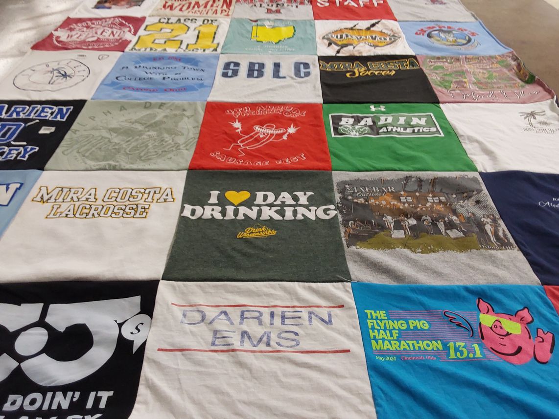 T-shirt quilt from mira costa high school, badin high school by Jane from CT