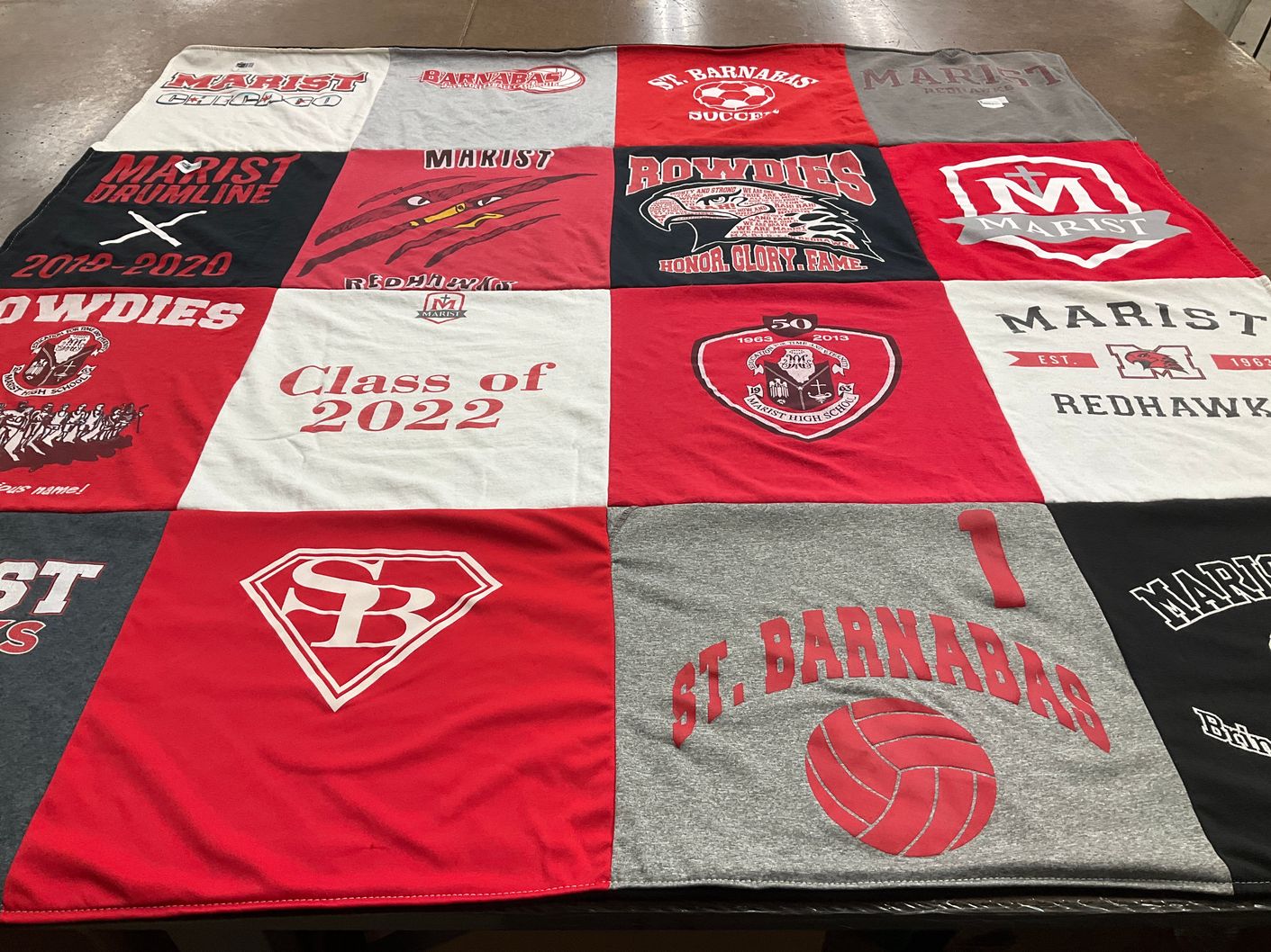 T-shirt quilt from marist high school by Megan from IL
