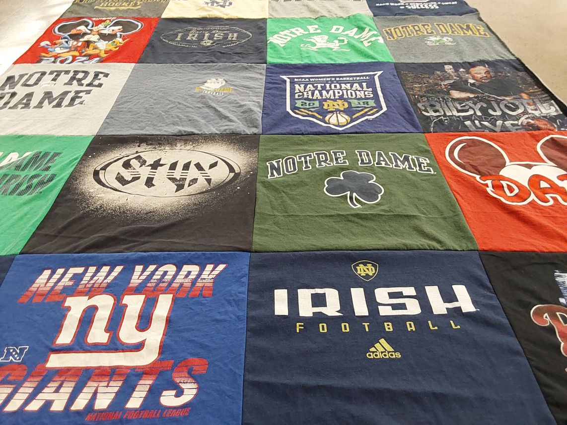 T-shirt quilt from notre dame university by Tara from PA