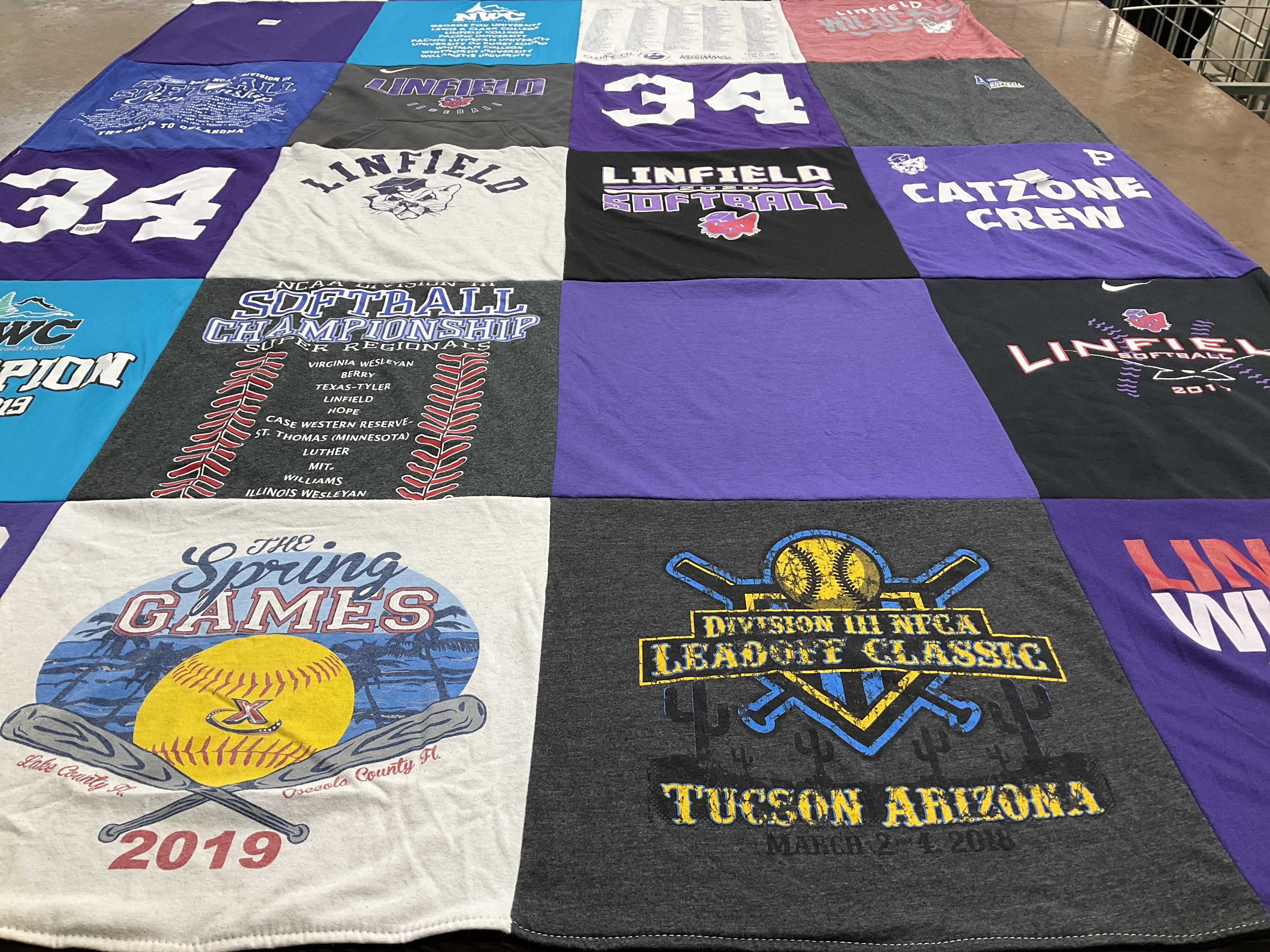 T-shirt quilt featuring linfield university softball by Carrie from WA