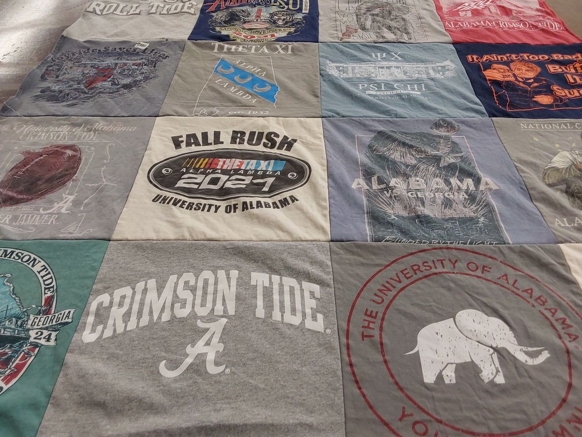 T-shirt quilt featuring university of alabama crimson tide by Andrea Jane from MD