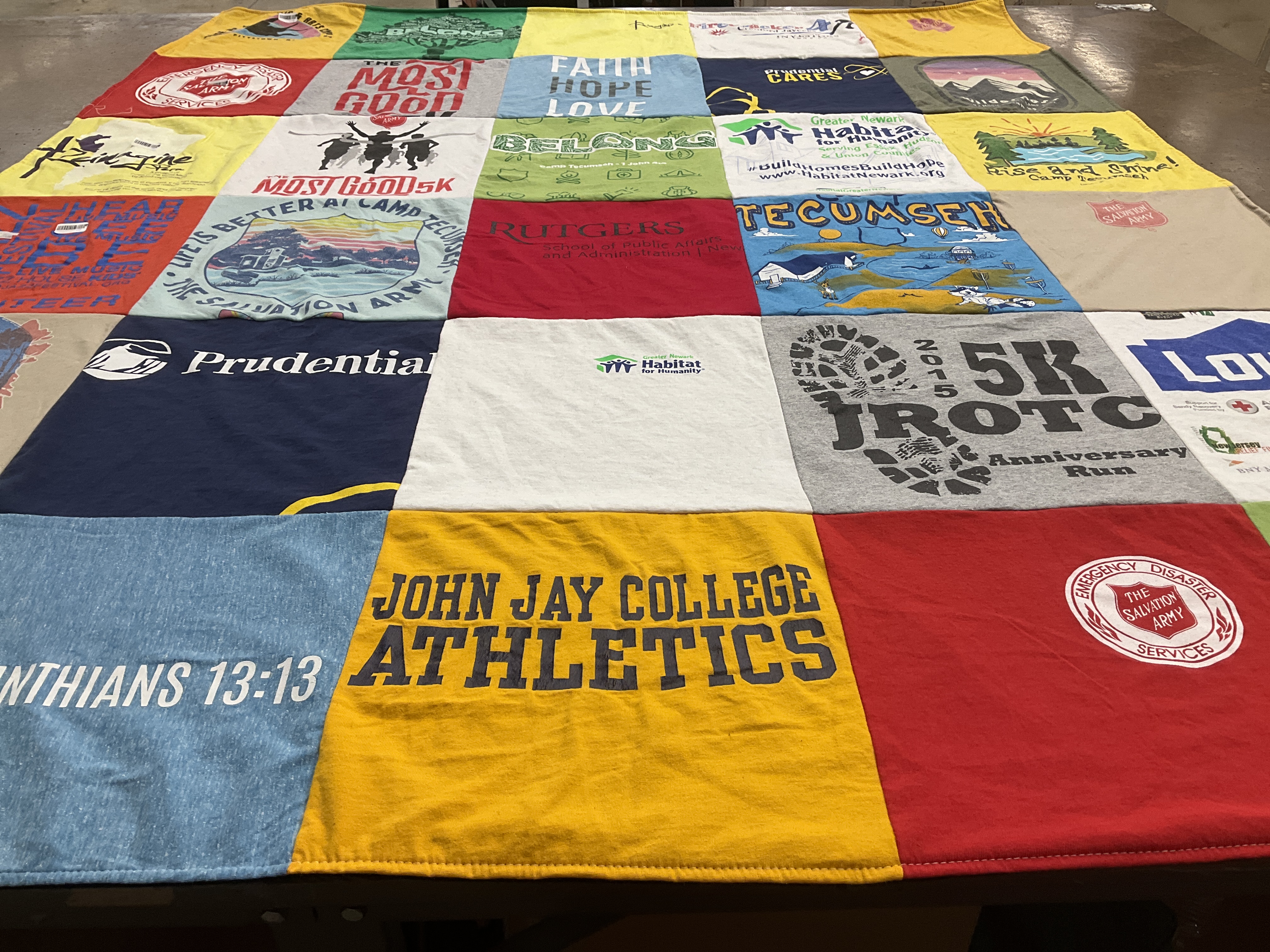 T-shirt quilt from john jay college by Diana from NJ