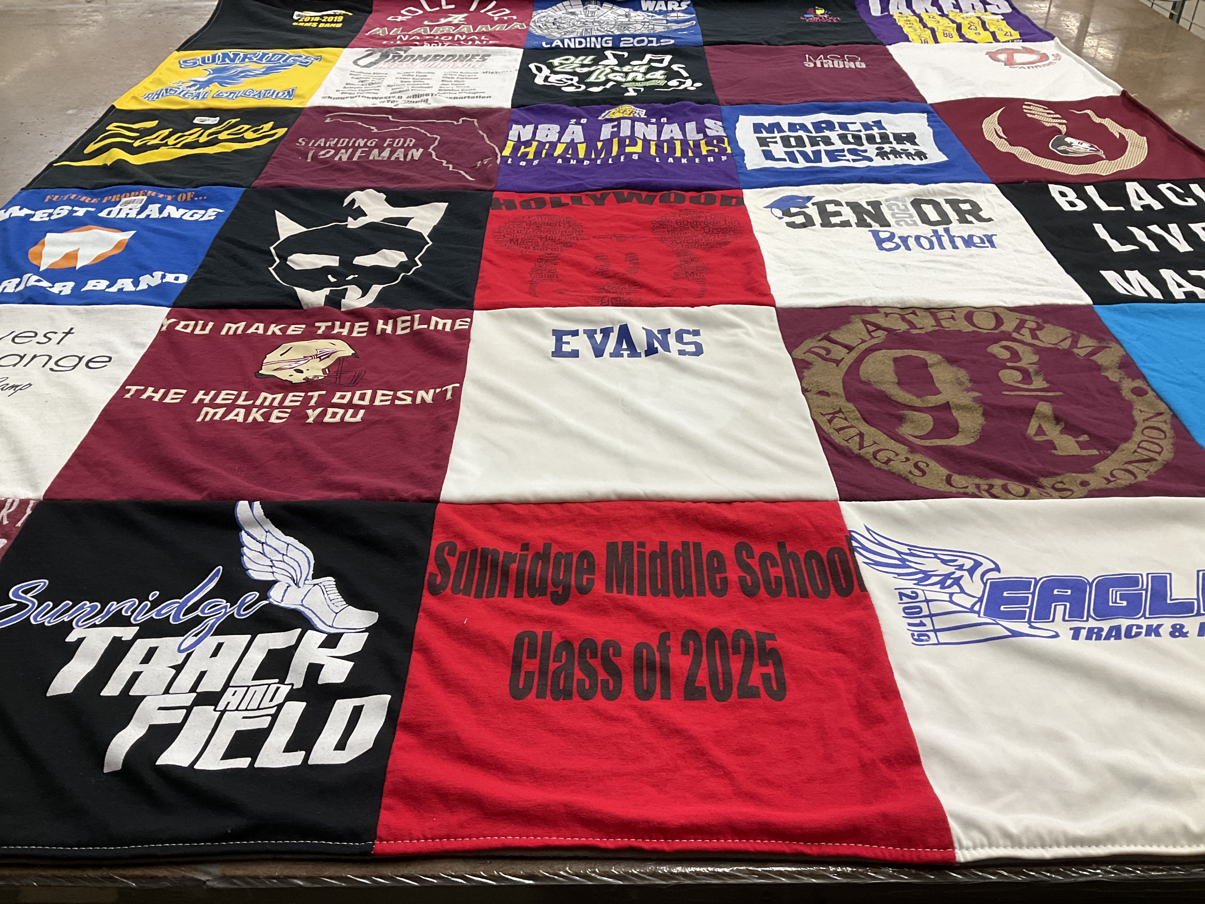 T-shirt quilt featuring eagles track and field by Melissa from FL