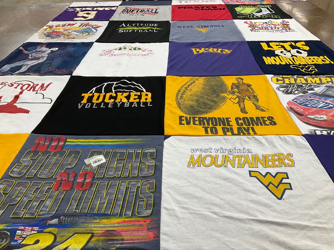 T-shirt quilt featuring west virginia mountaineers by shelly from WV