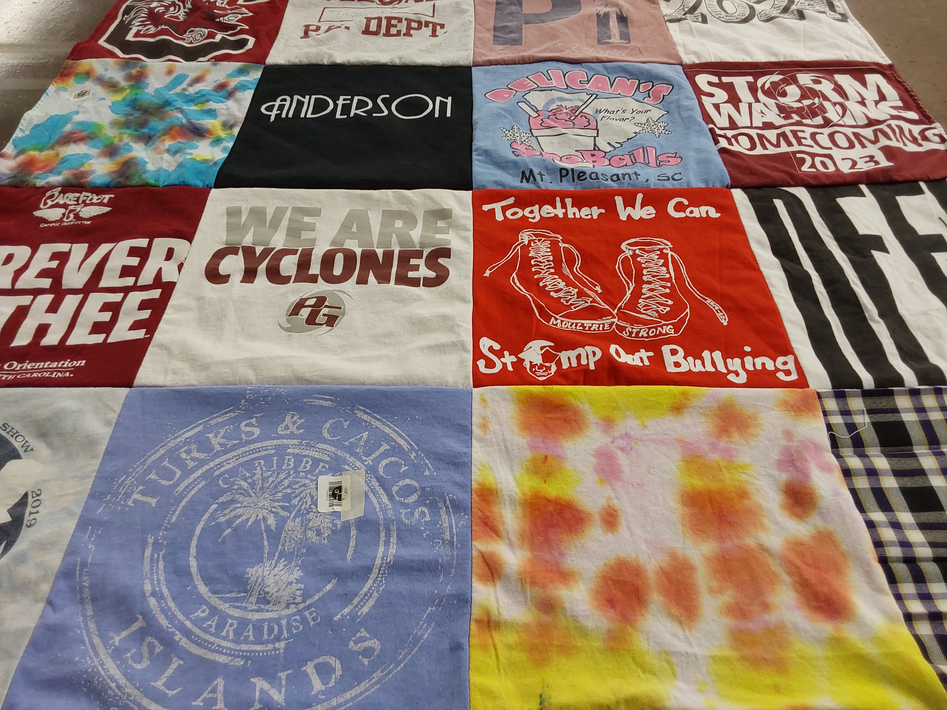 T-shirt quilt featuring moultrie high school cyclone team by elizabeth from SC