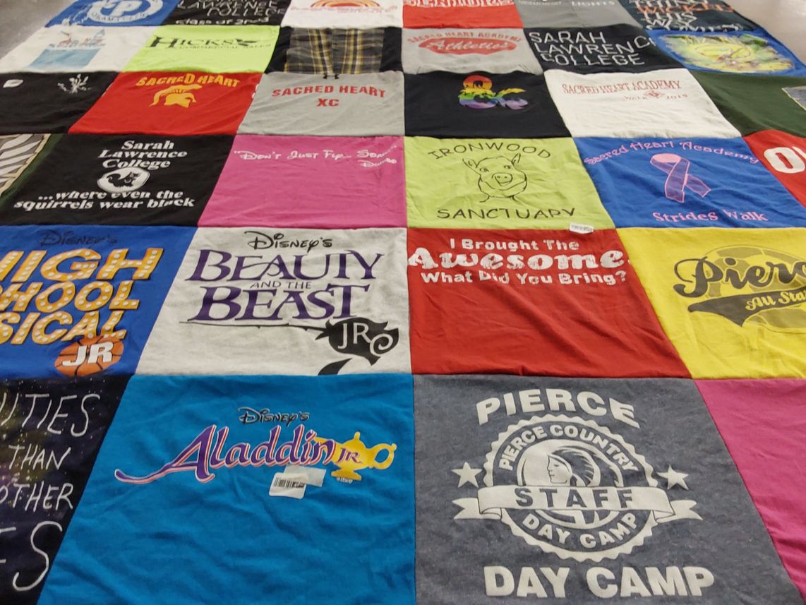 T-shirt quilt from sarah lawrence college by KERRY from NY
