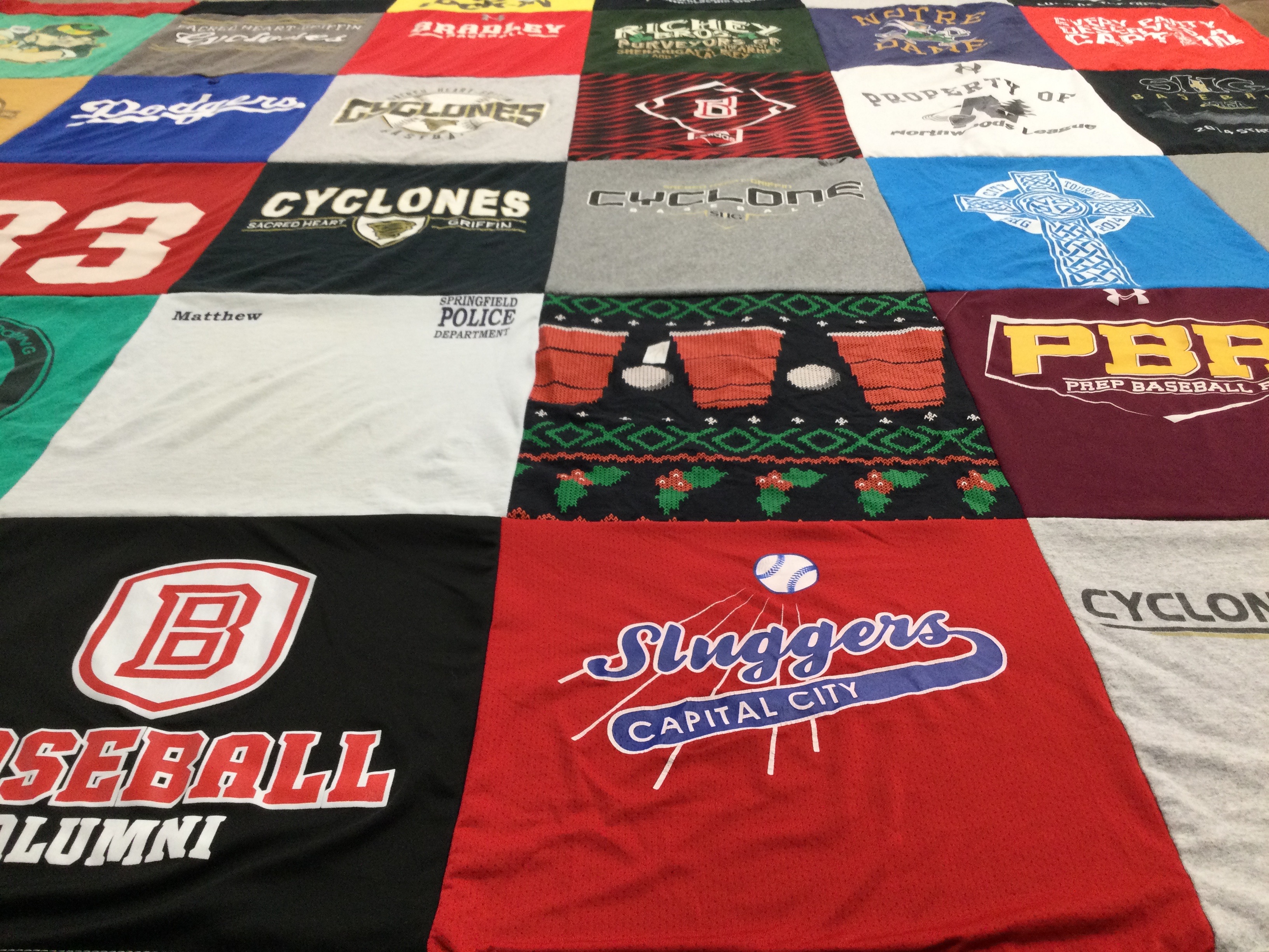 T-shirt quilt featuring cyclones, sluggers by Mary from IL