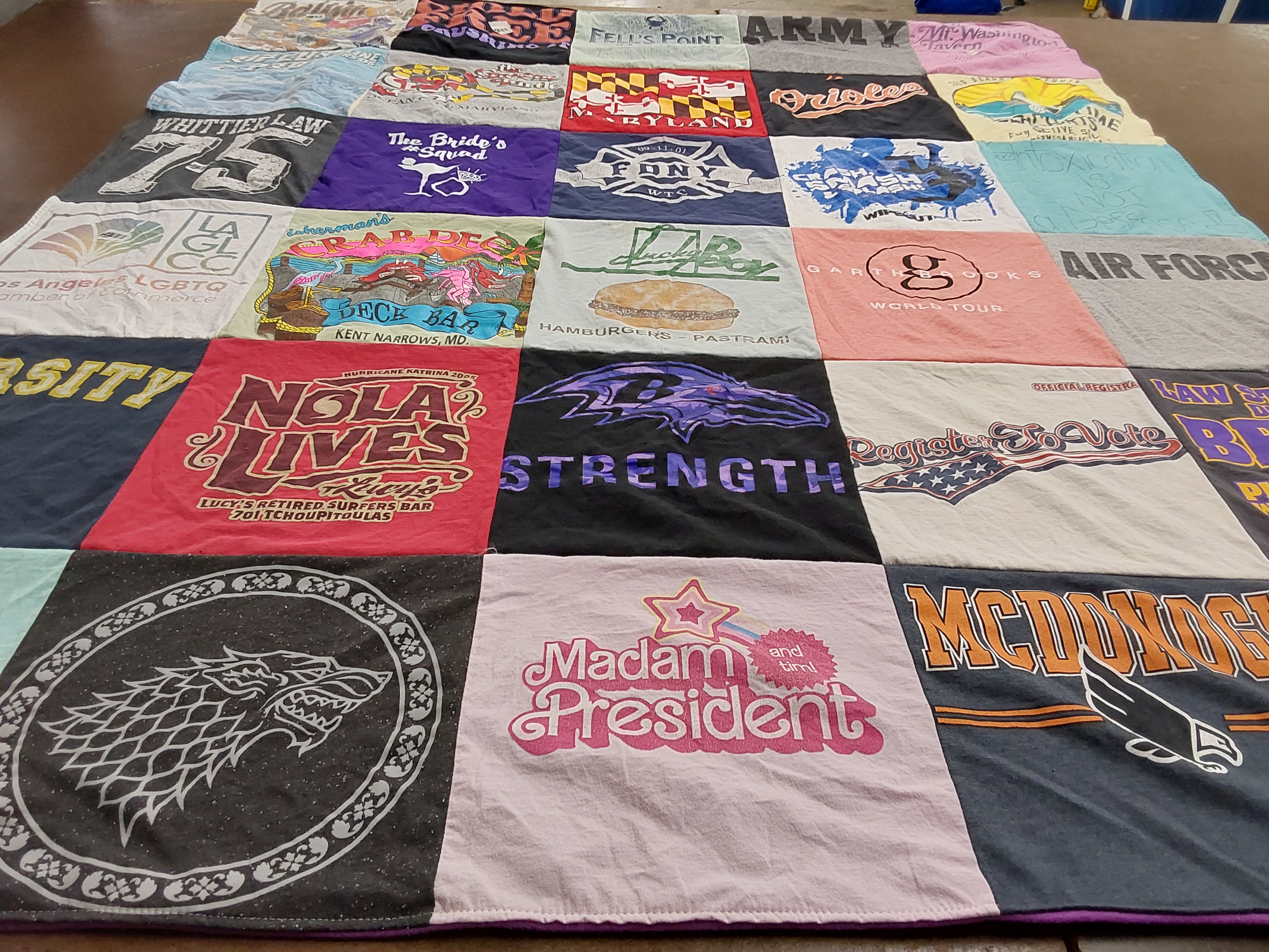 T-shirt quilt featuring baltimore ravens by Greta from CA