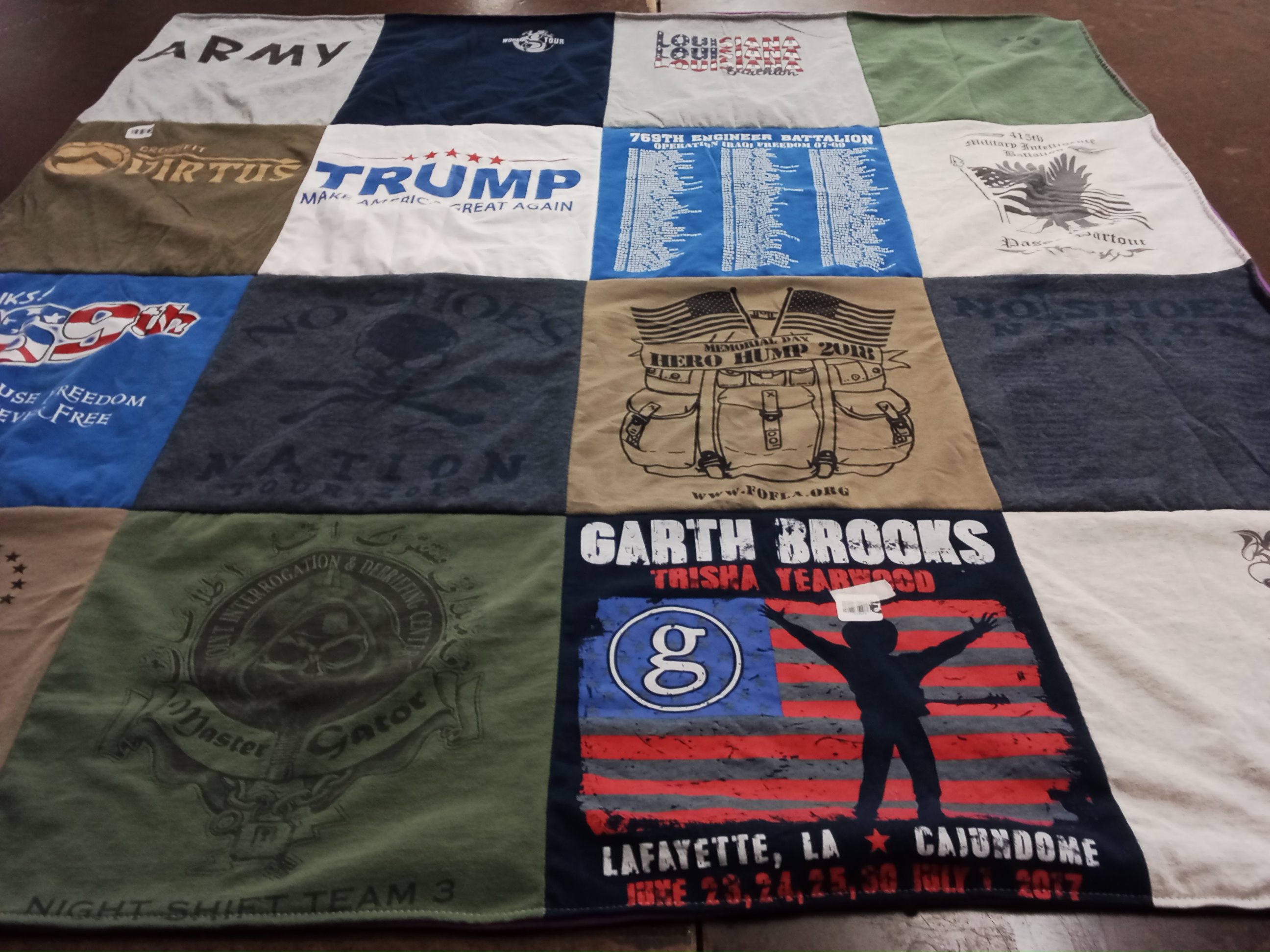 T-shirt quilt with military, patriotism themes by Heather from LA