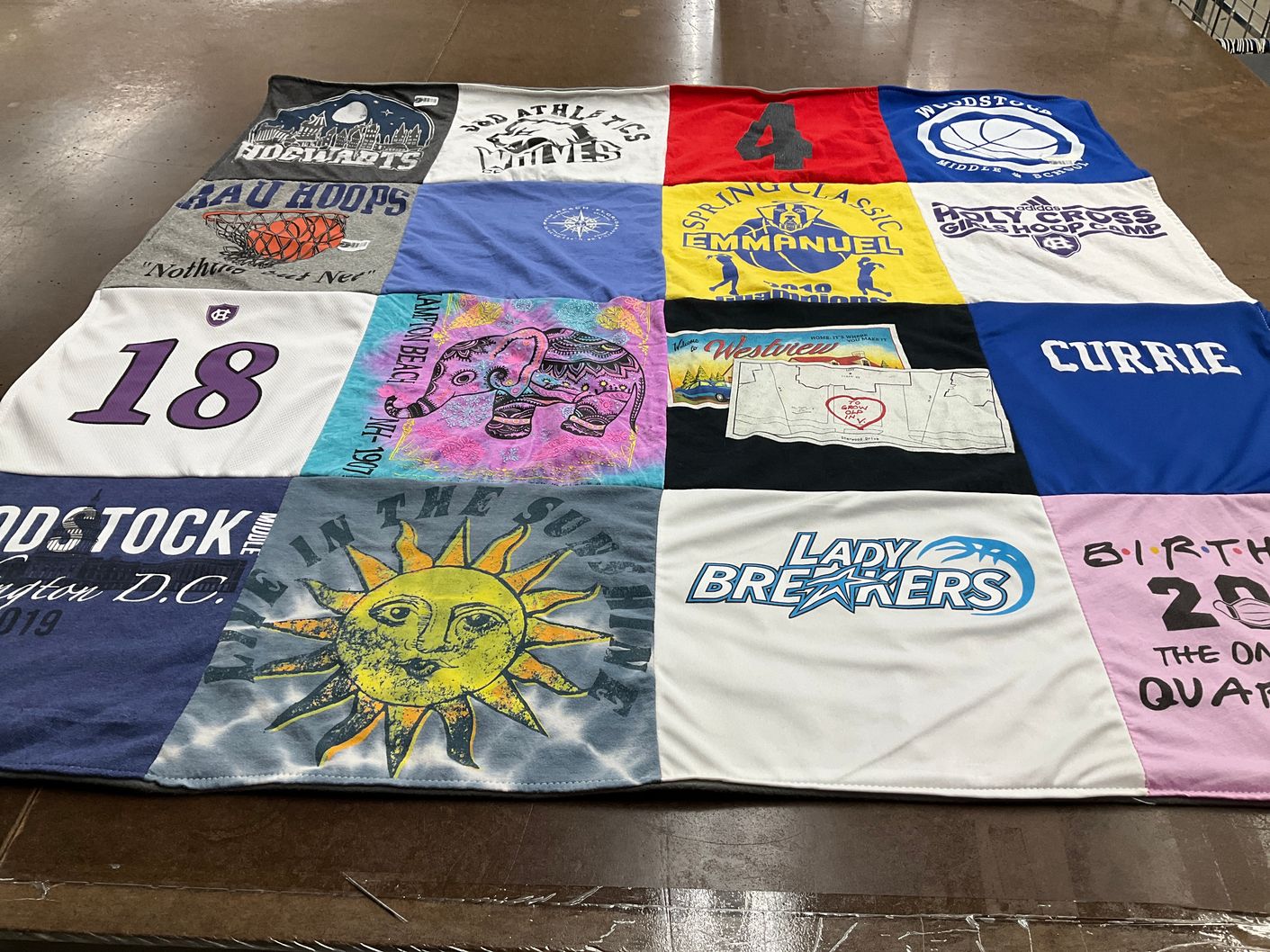 T-shirt quilt featuring lady breakers by Margaret from MA