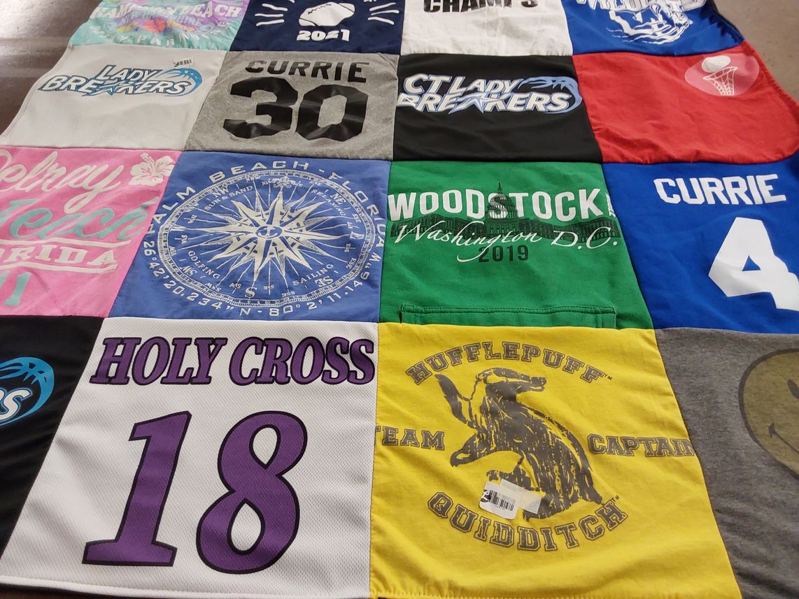 T-shirt quilt featuring lady breakers by Margaret from MA