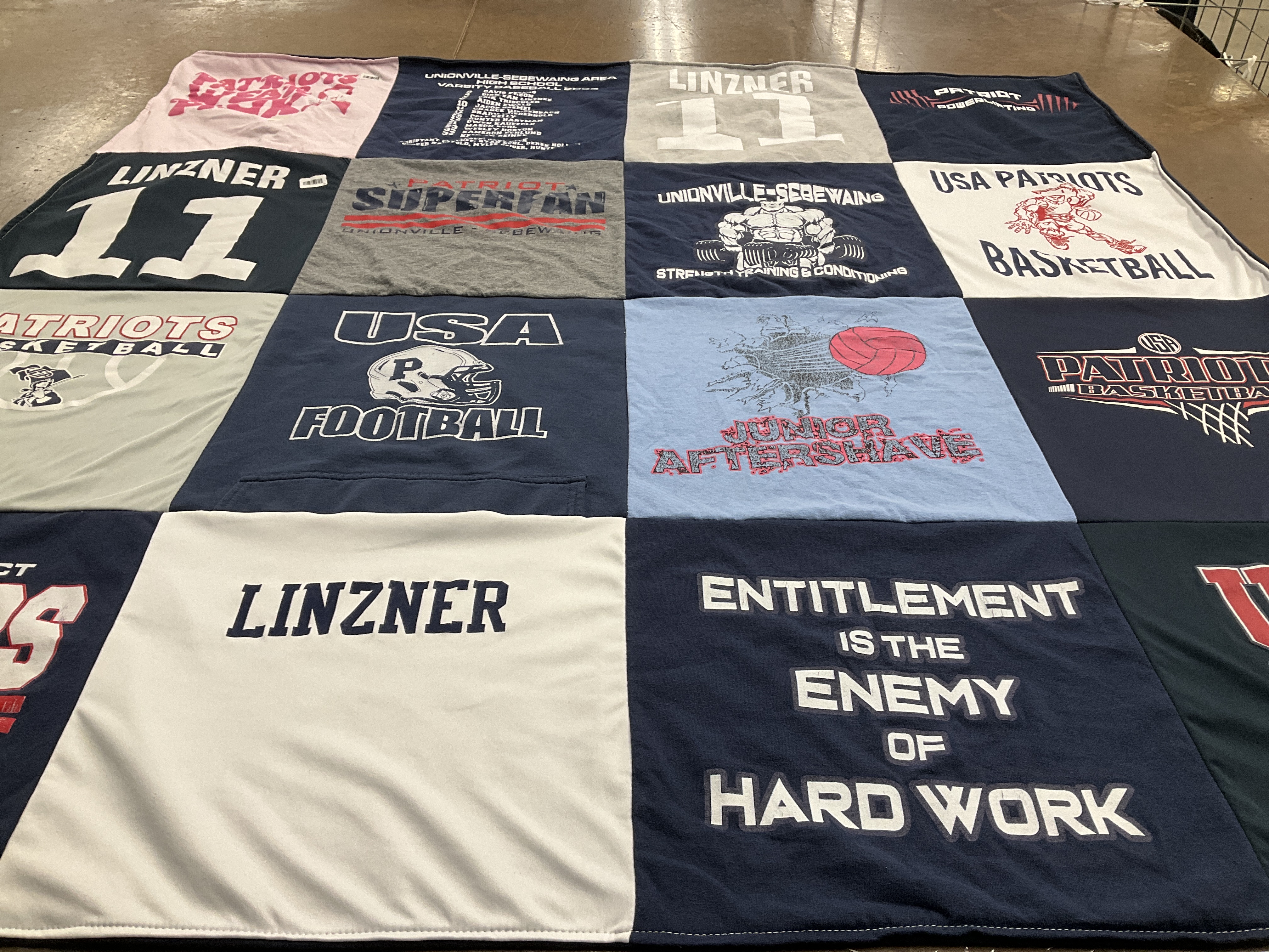 T-shirt quilt featuring usa patriots basketball, usa patriots football by Josona from MI