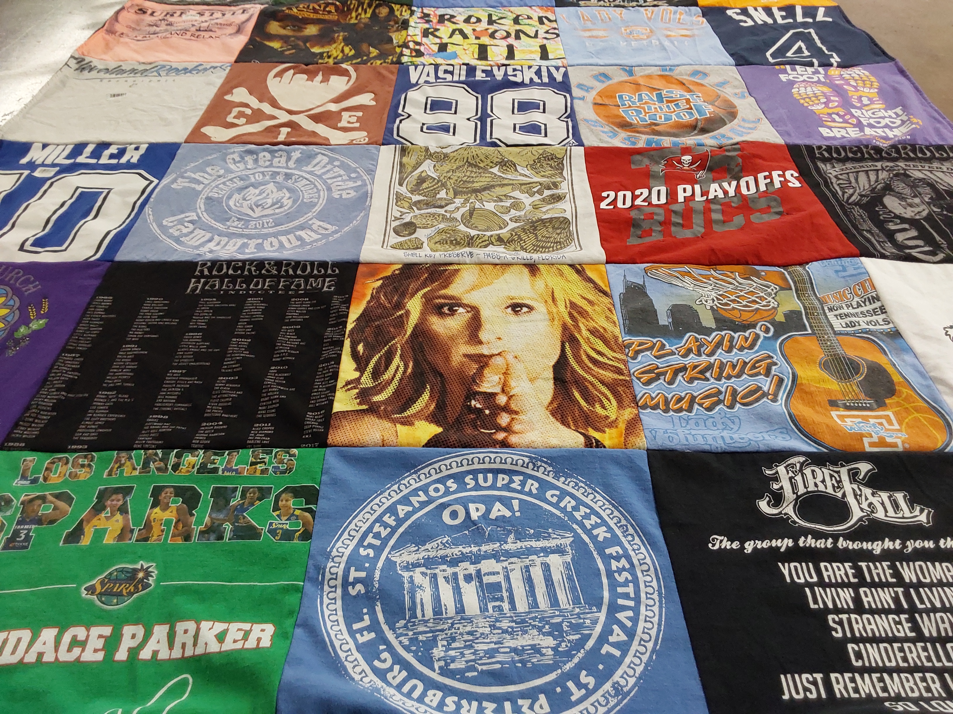 T-shirt quilt featuring los angeles sparks, tampa bay buccaneers by Mary from FL